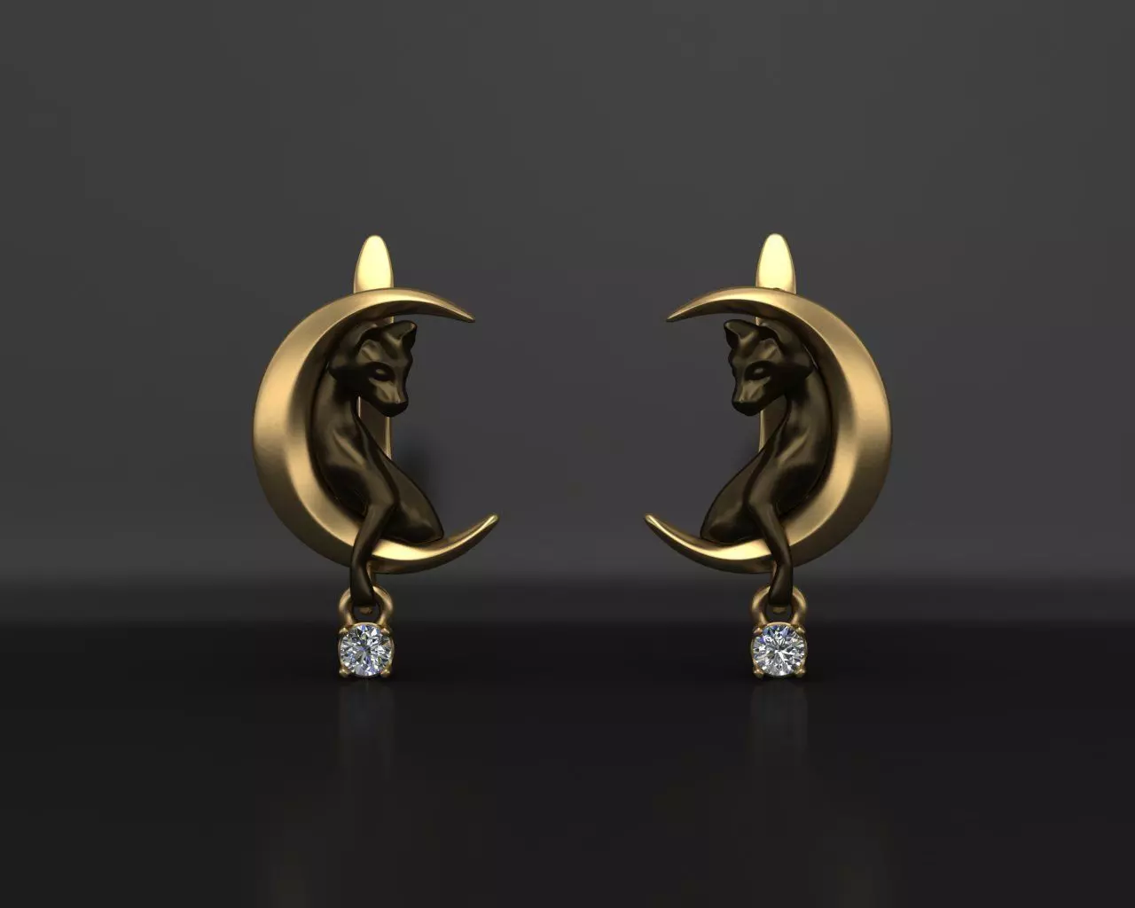 Cats on the moon earrings 3D pussycats 3D print model