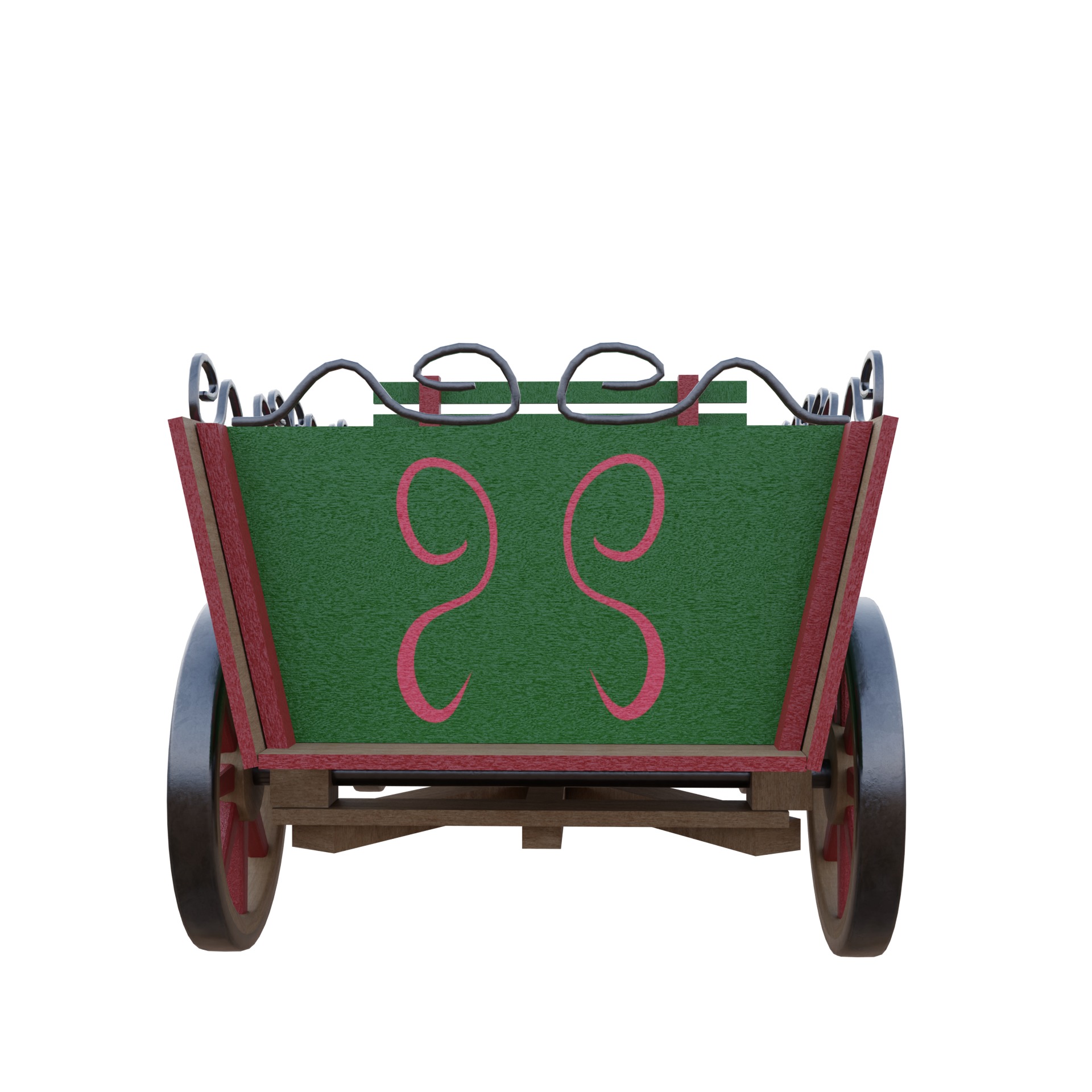 Painted Cart Low-poly 3D model_3