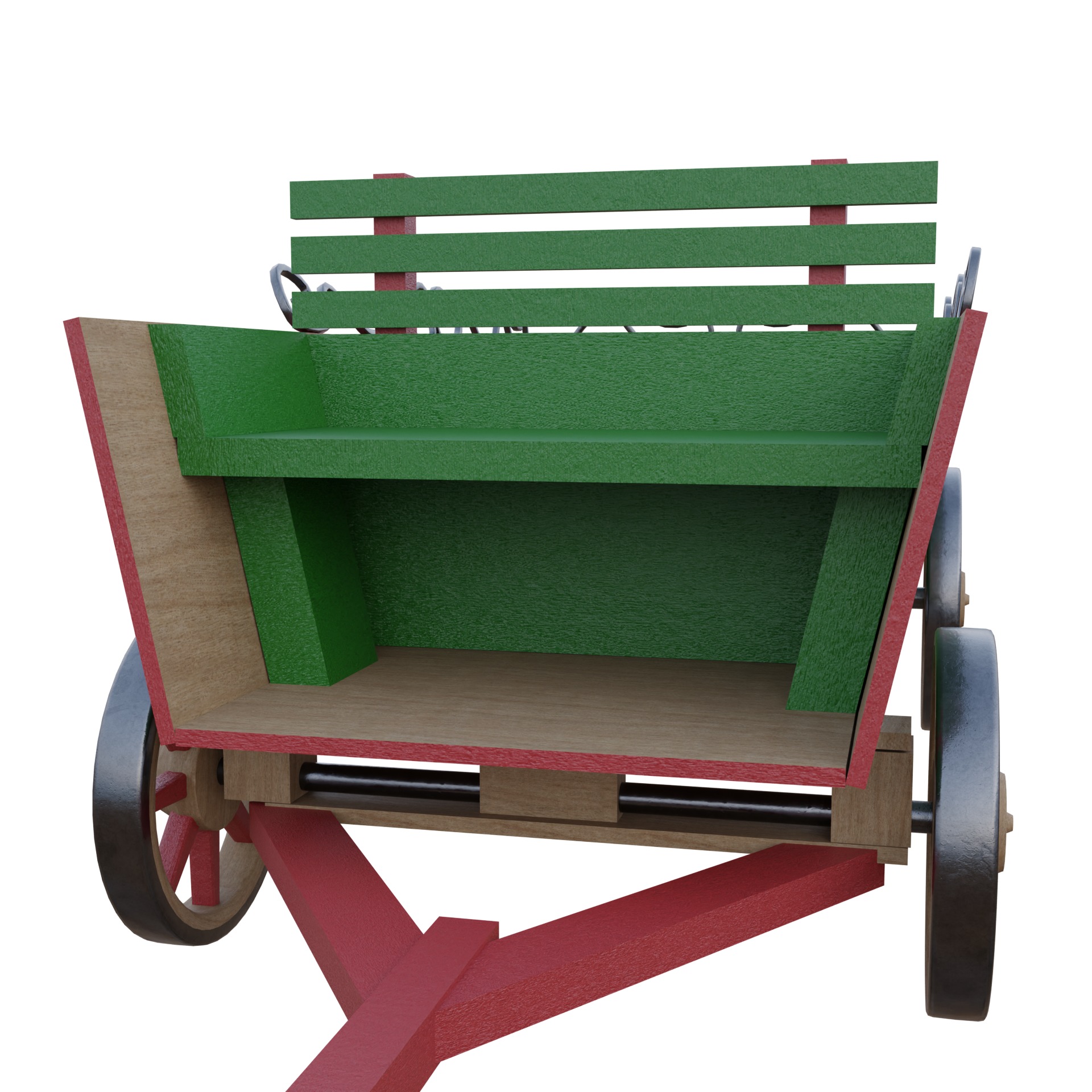 Painted Cart Low-poly 3D model_1
