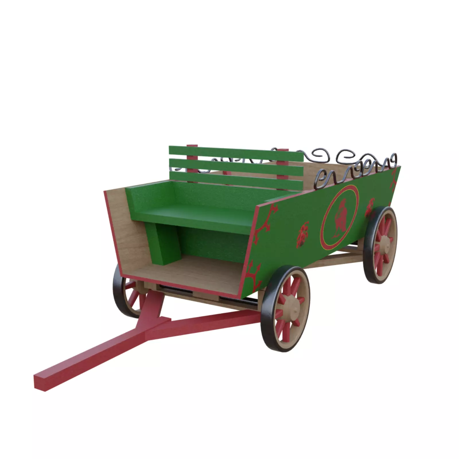 Painted Cart Low-poly 3D model_0