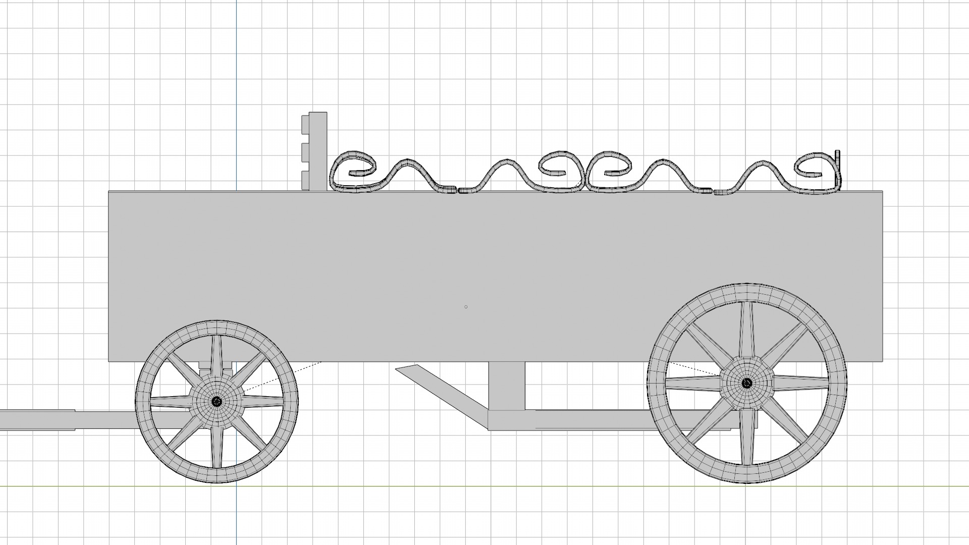 Painted Cart Low-poly 3D model_11