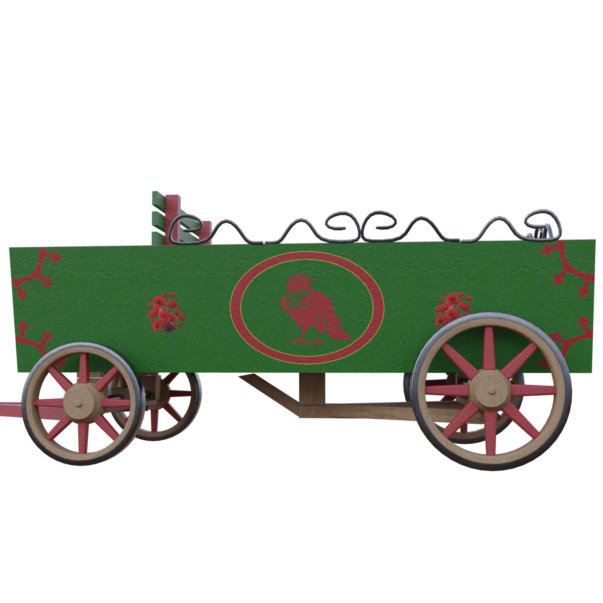 Painted Cart Low-poly 3D model_2