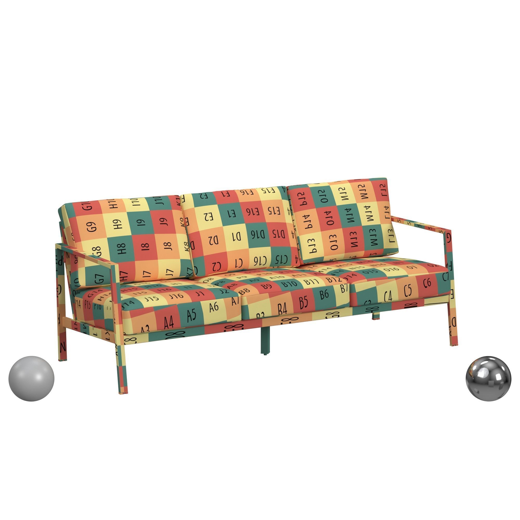 ALORA ALUM NATURAL 3 SEATER SOFA 3D model_3