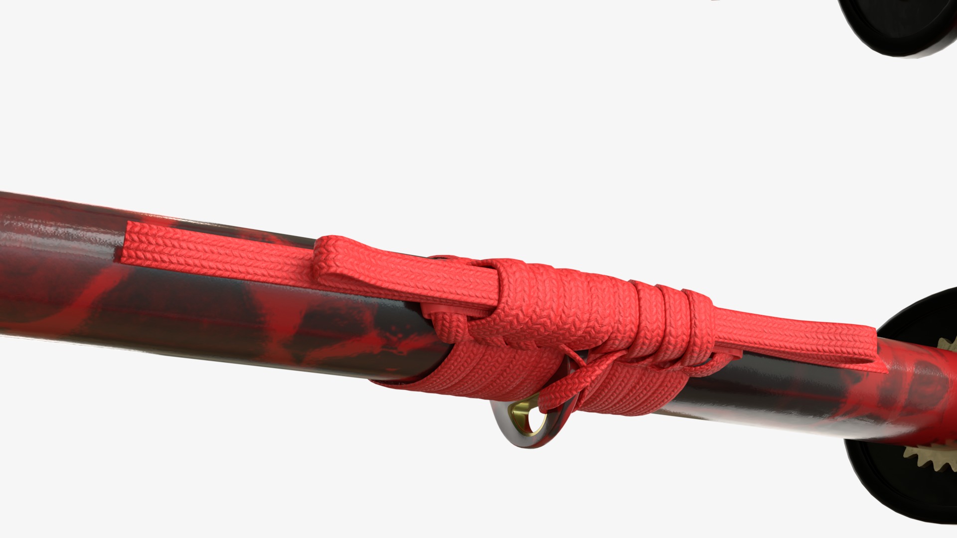 Red Katana a Saya a Sageo and Stand 3D model_7