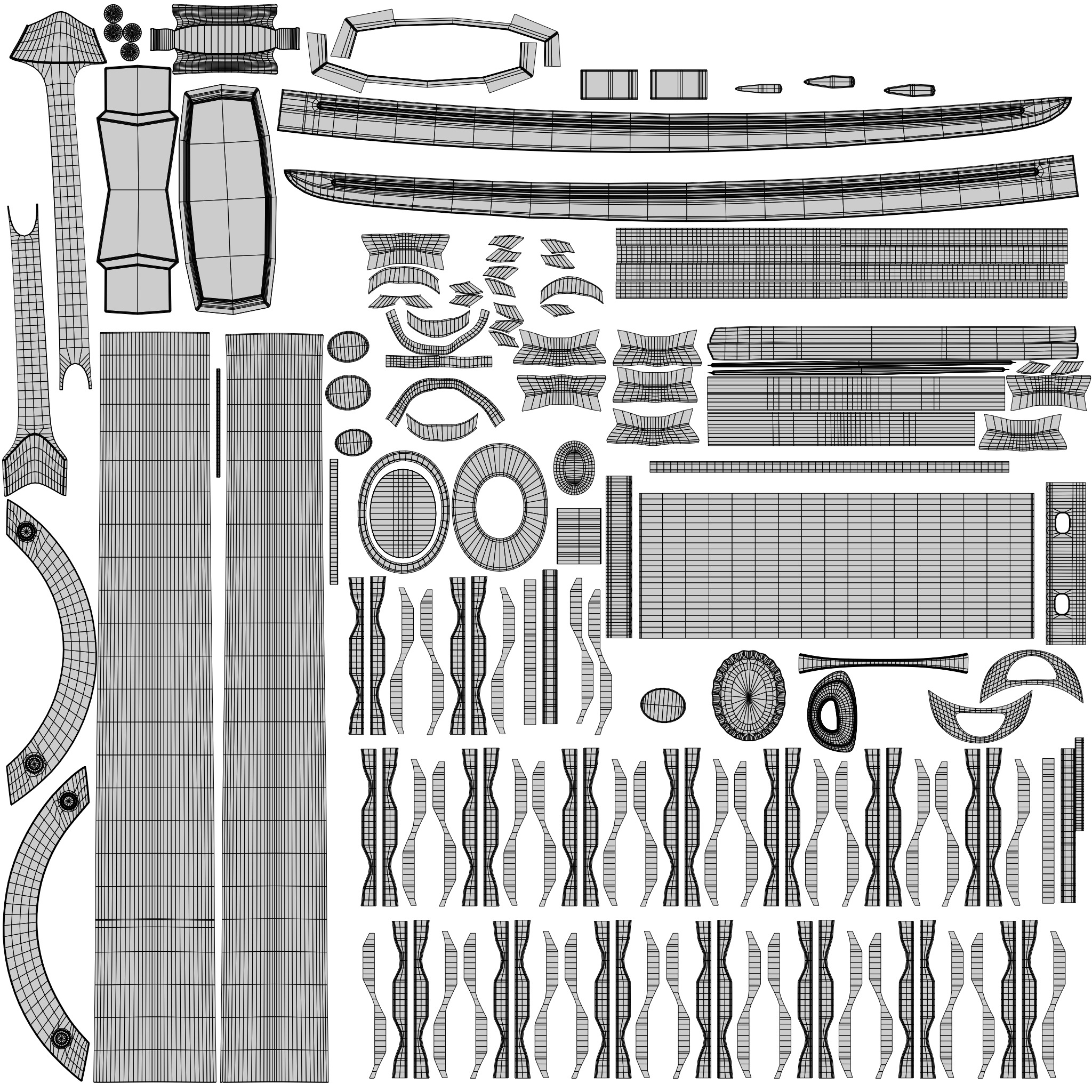 Red Katana a Saya a Sageo and Stand 3D model_13