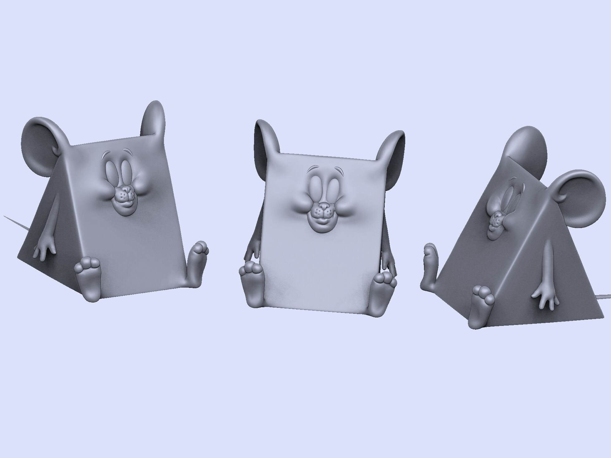 Triangle mouse JERRY for 3D printing STL 3D print model_17