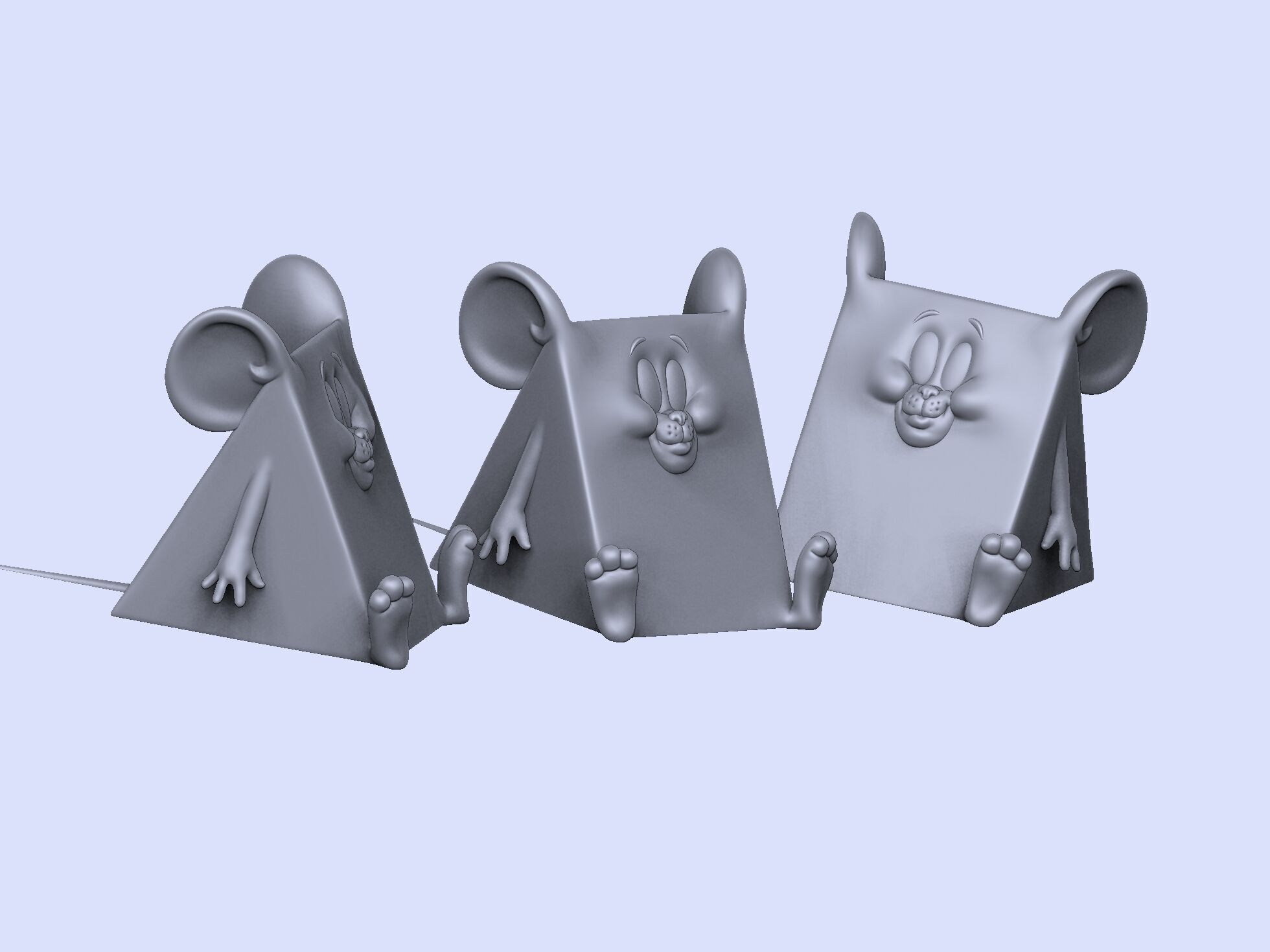 Triangle mouse JERRY for 3D printing STL 3D print model_12