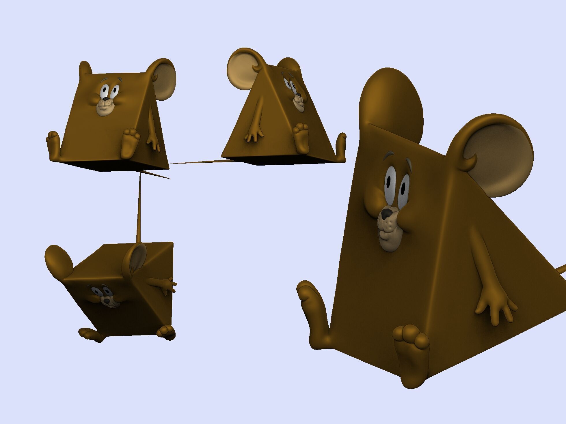 Triangle mouse JERRY for 3D printing STL 3D print model_19