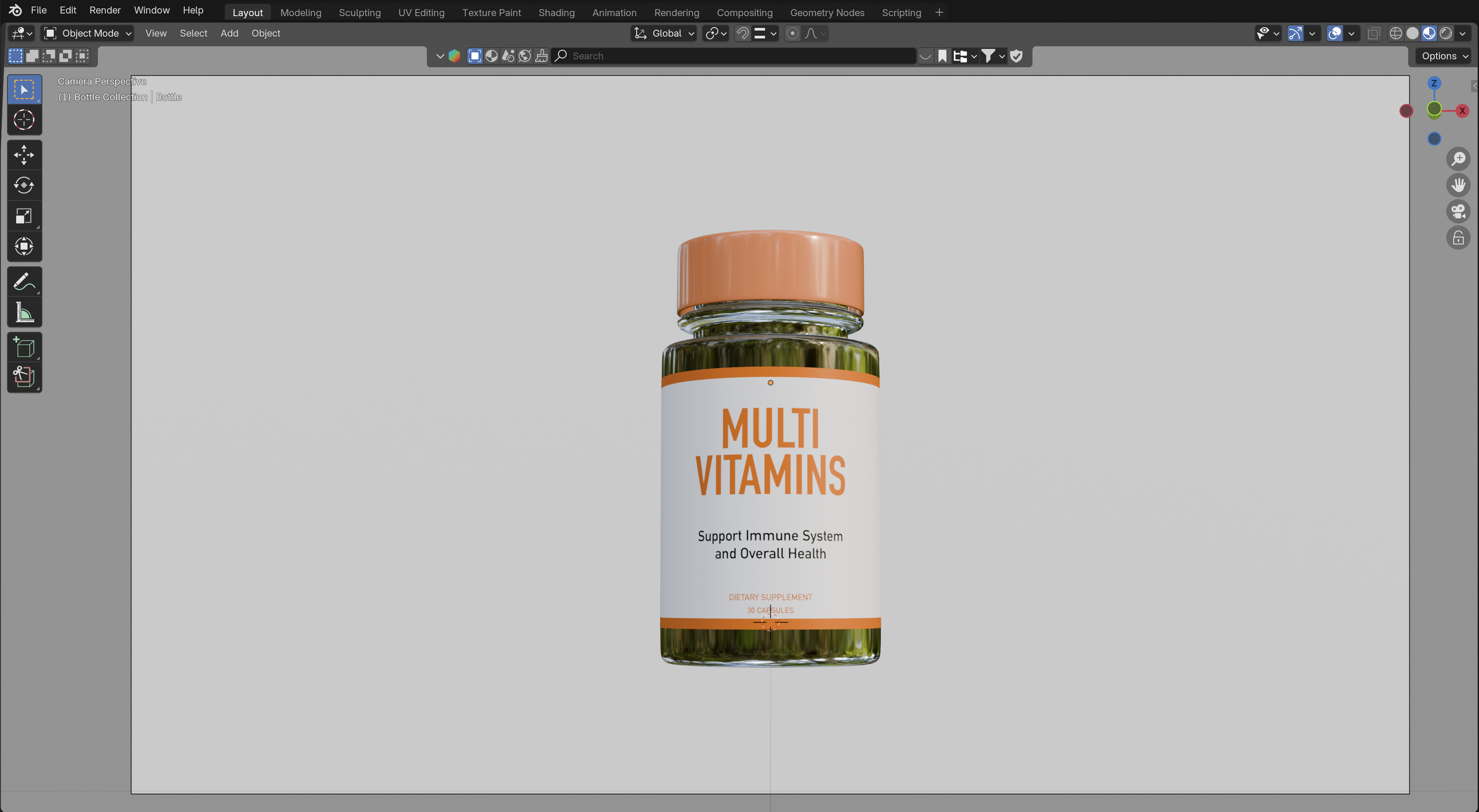 Multi Vitamins Bottle 3D model_2