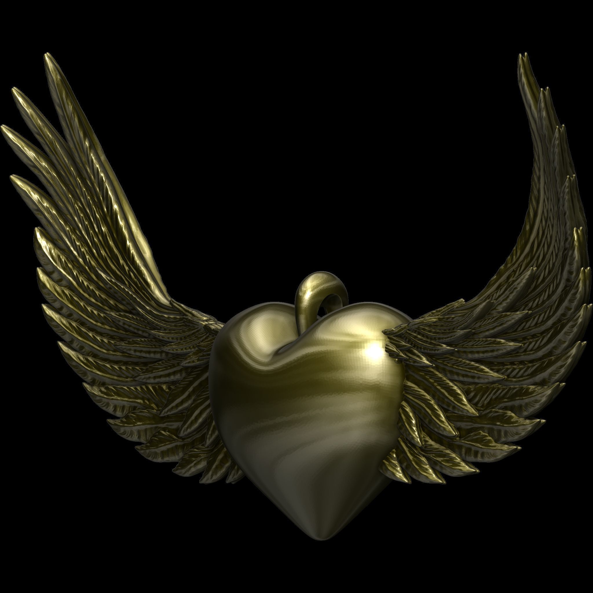 The Winged Heart Pendant 3D print model_7