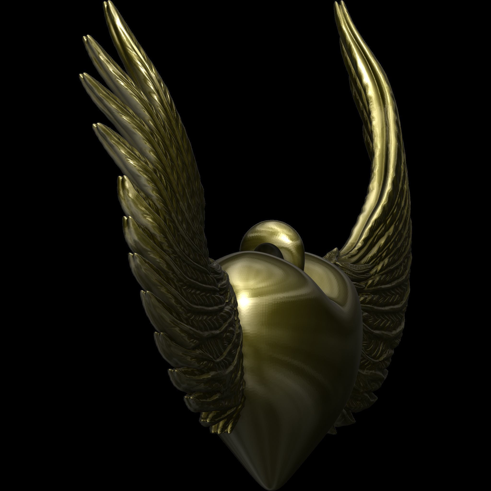 The Winged Heart Pendant 3D print model_3