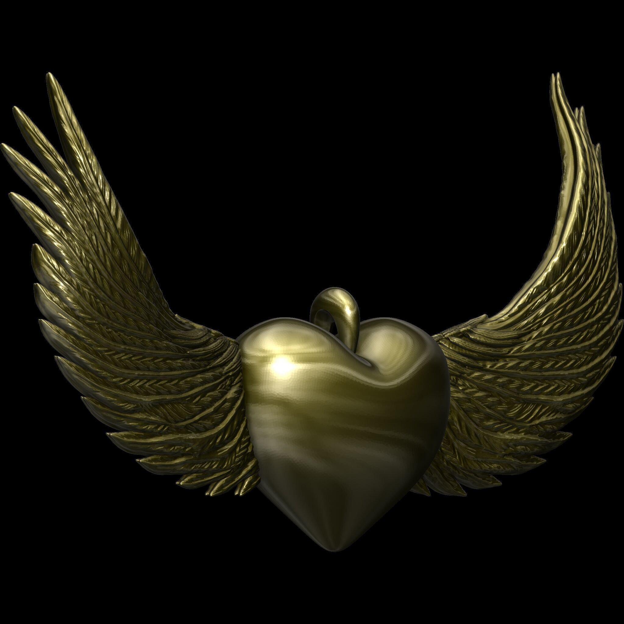 The Winged Heart Pendant 3D print model_2