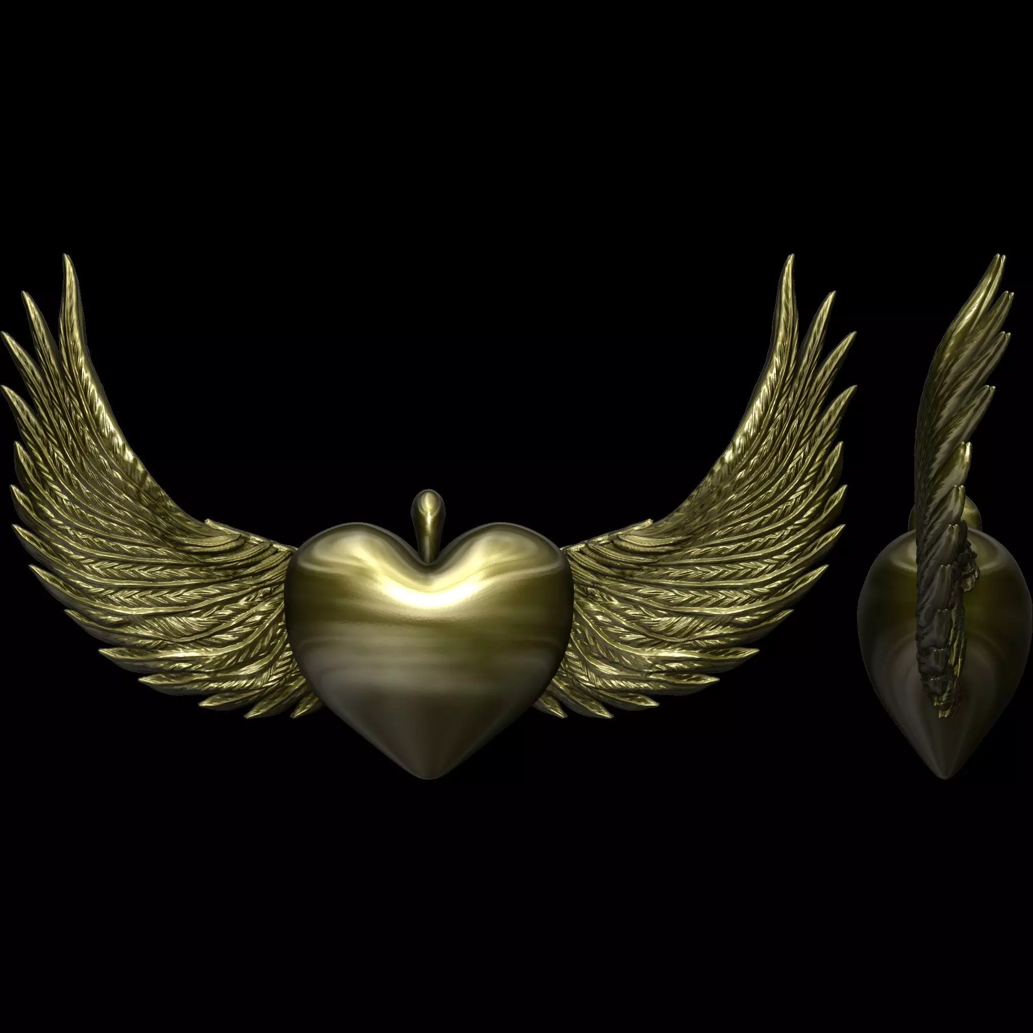 The Winged Heart Pendant 3D print model_0