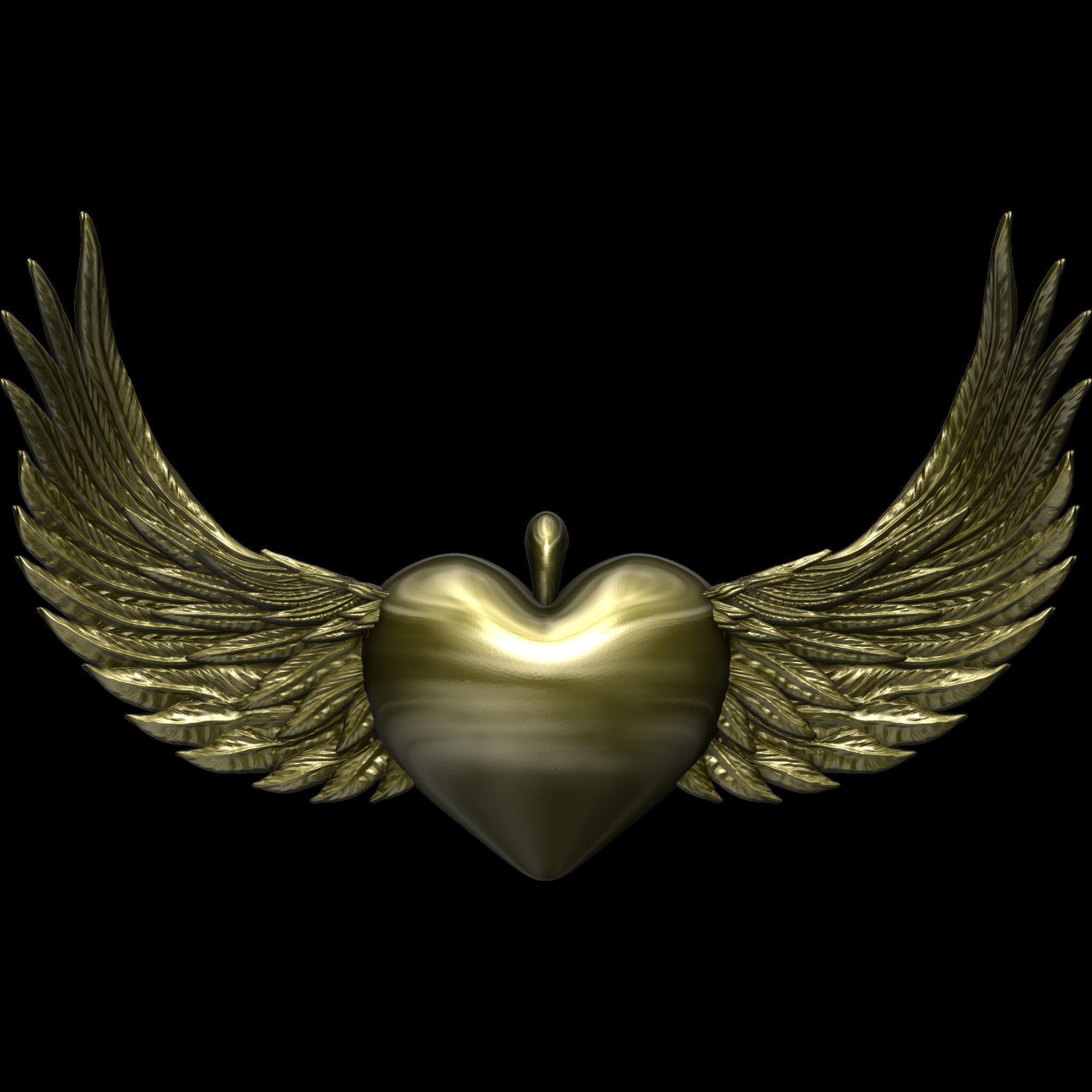 The Winged Heart Pendant 3D print model_8