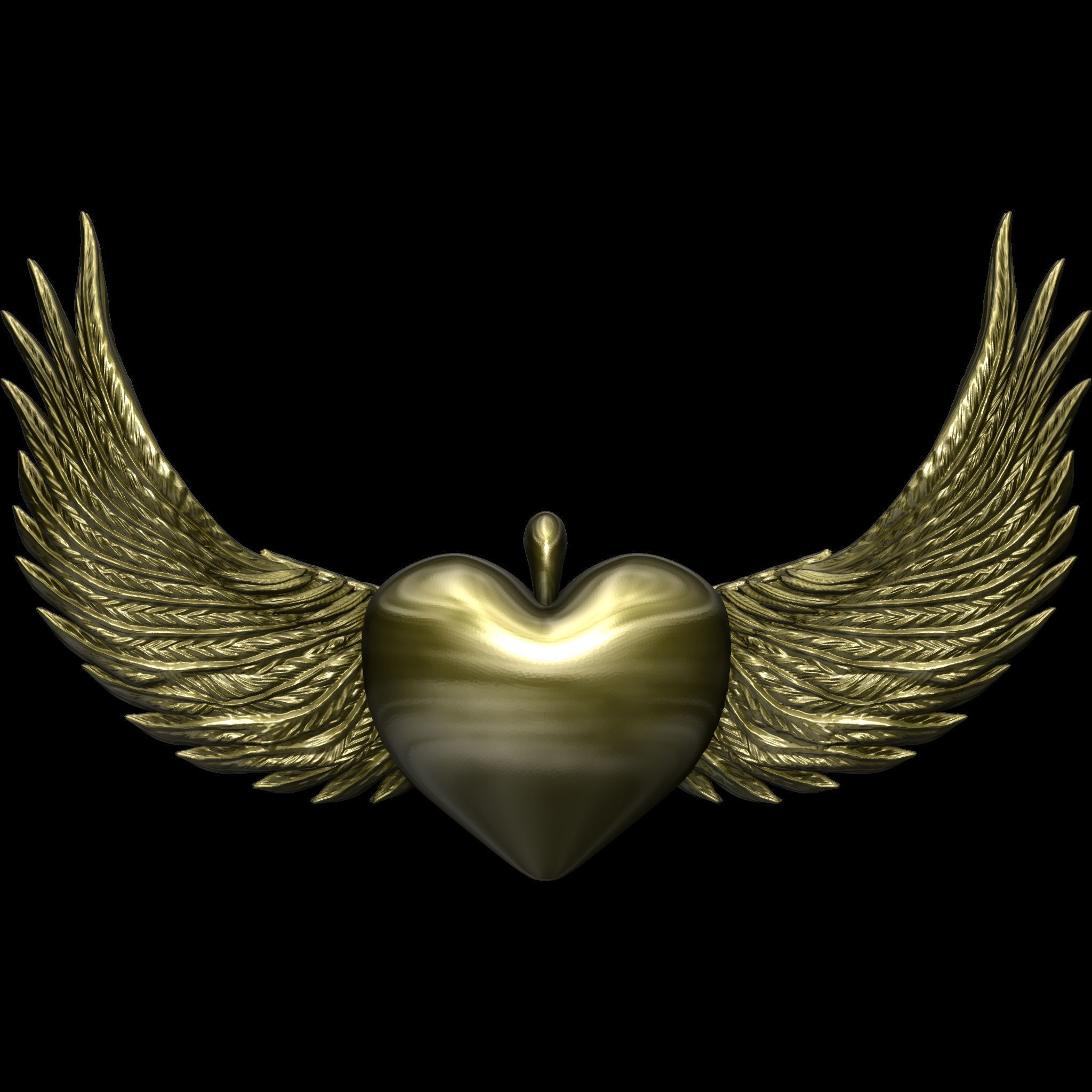 The Winged Heart Pendant 3D print model_1
