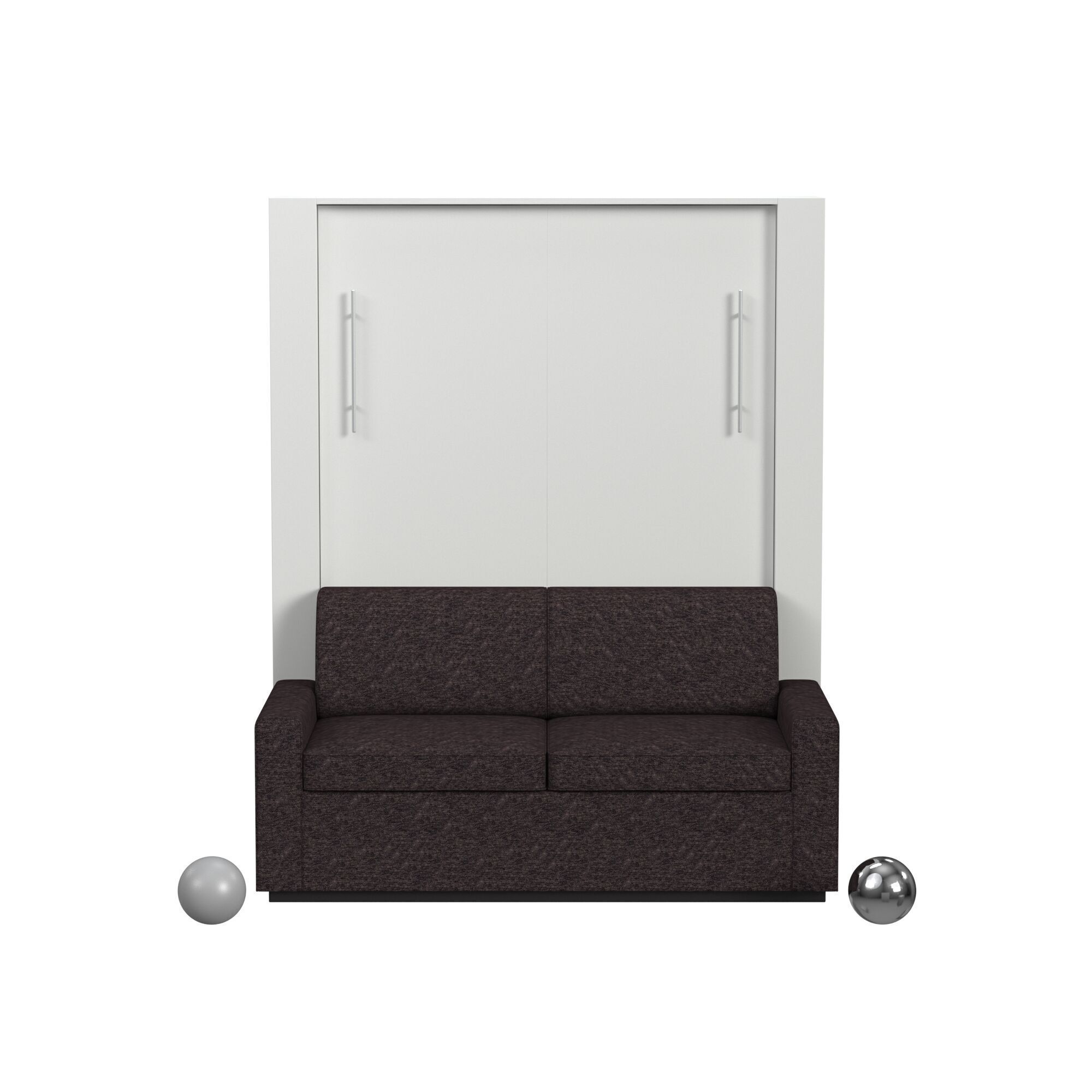  Sofa Wall Bed In White With Grey Fabric 3D model_1