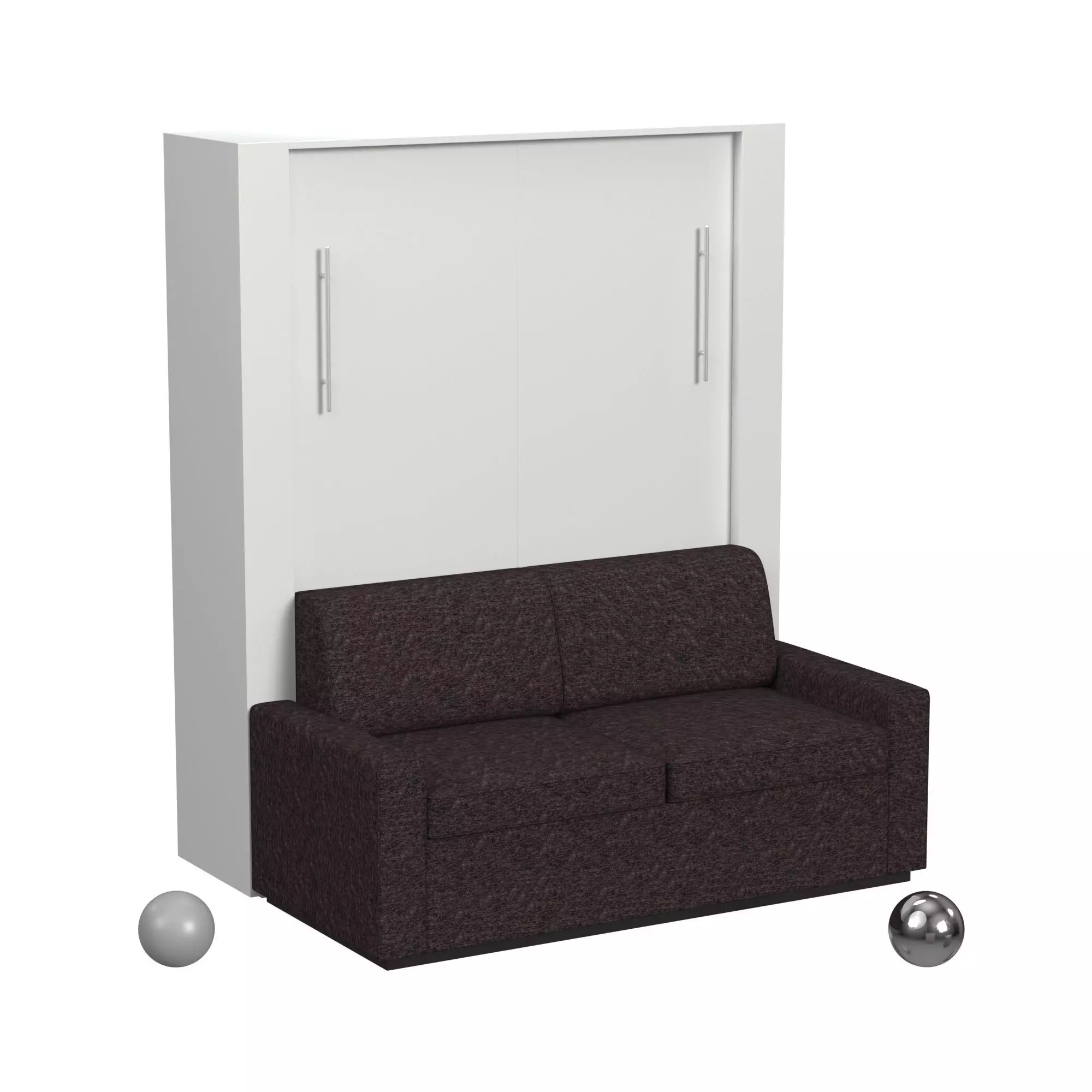  Sofa Wall Bed In White With Grey Fabric 3D model_0