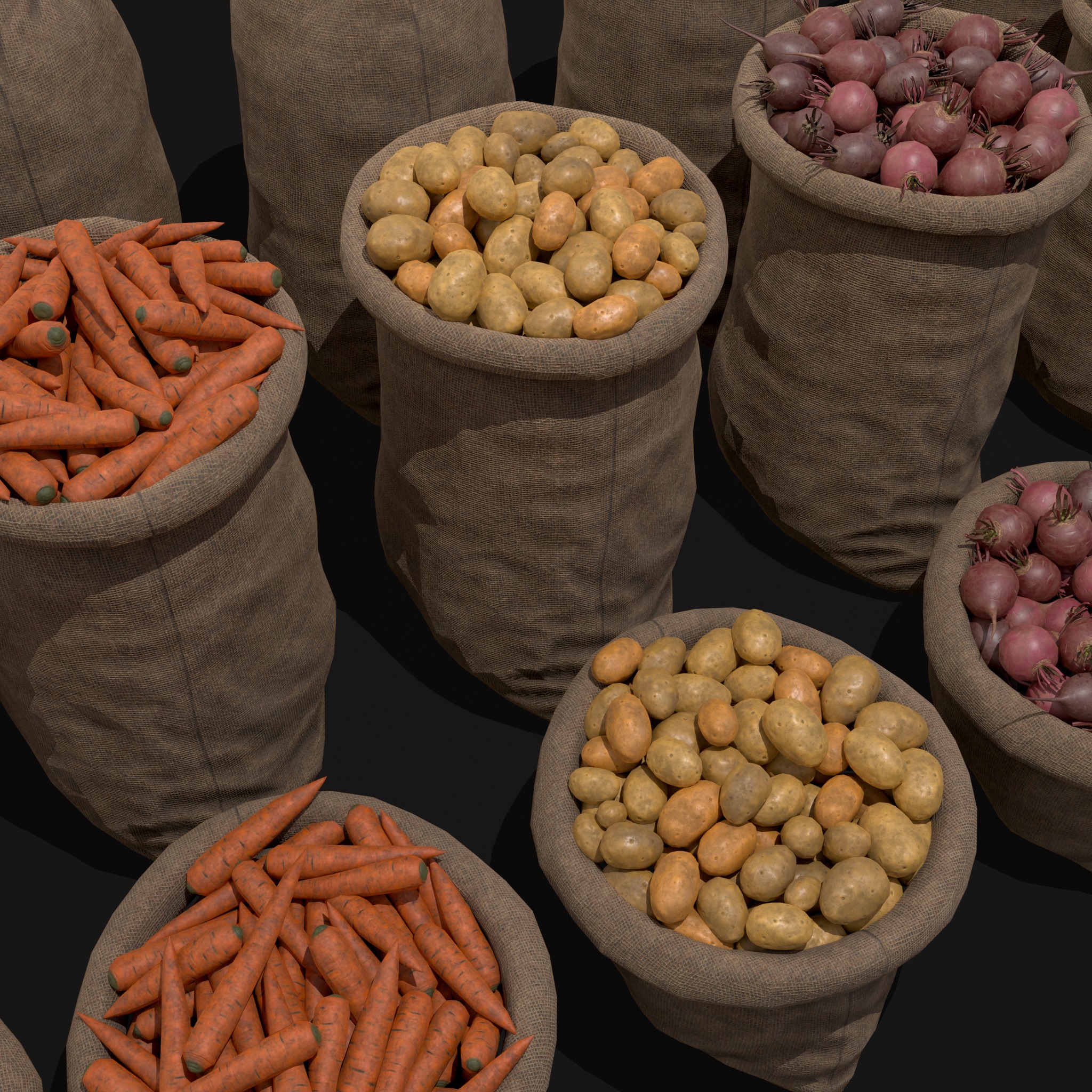 Sacks of Veggies Low-poly 3D model_17