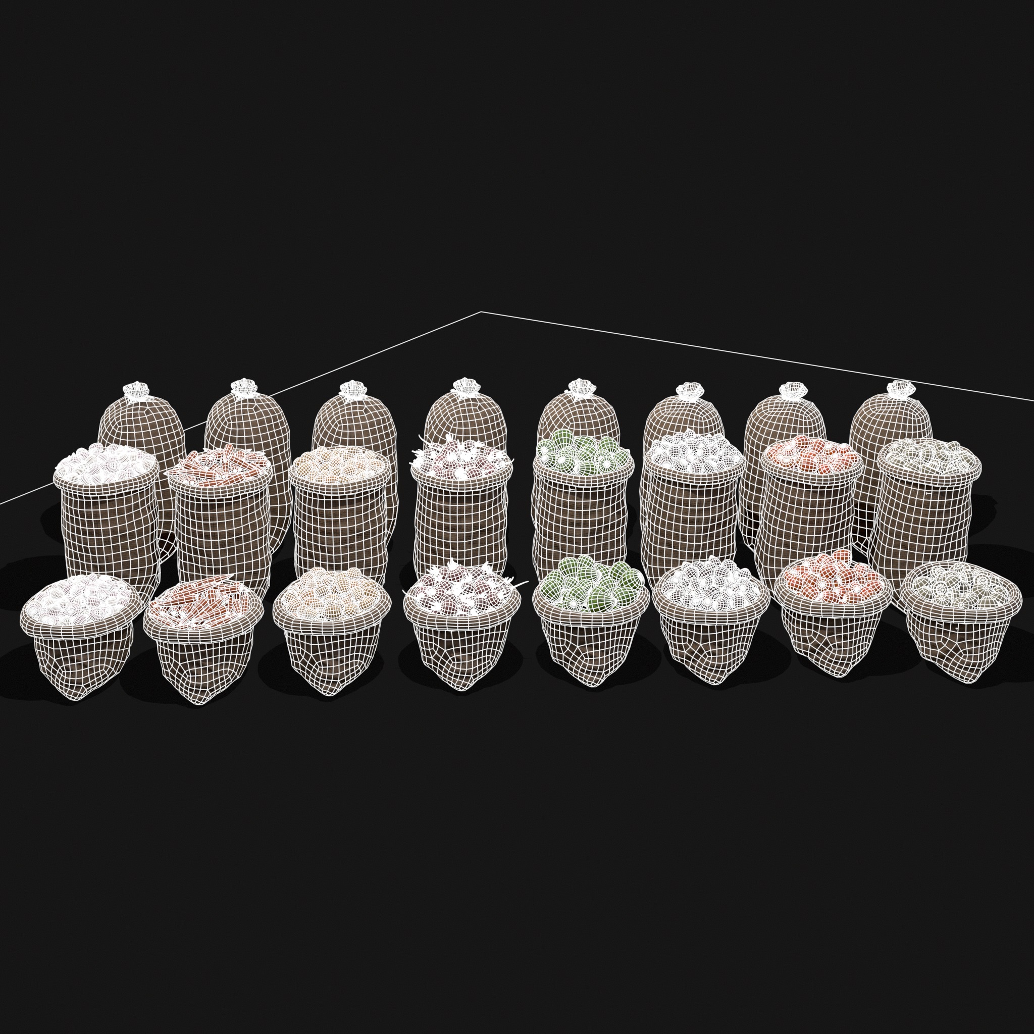 Sacks of Veggies Low-poly 3D model_4