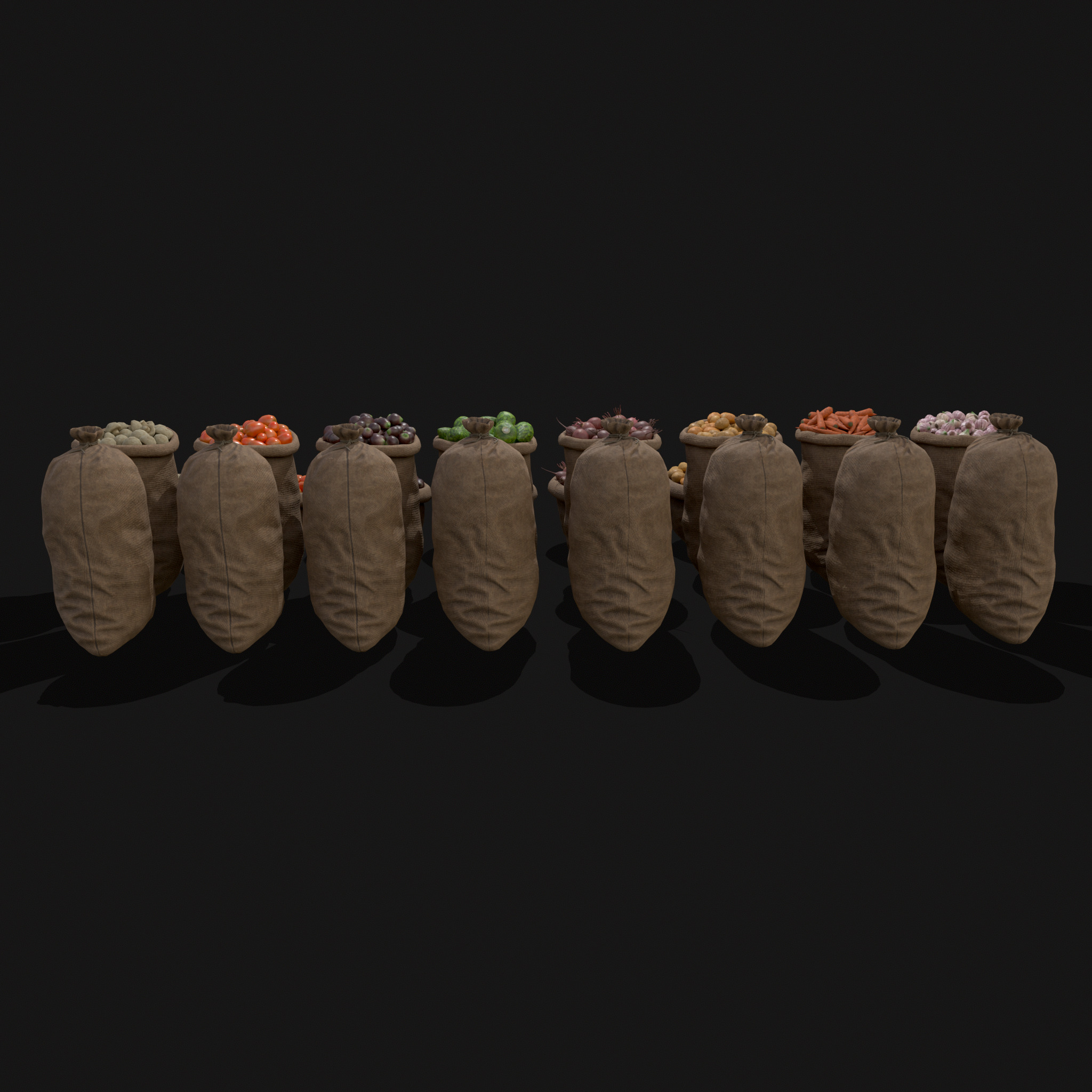 Sacks of Veggies Low-poly 3D model_14