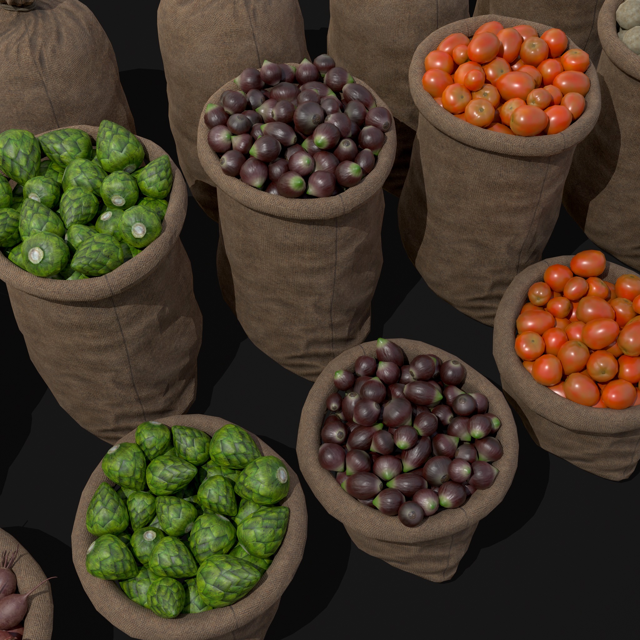 Sacks of Veggies Low-poly 3D model_18
