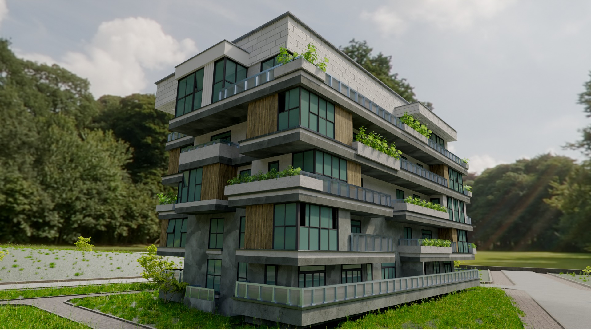 Modern Apartment Building 3D Model 3D model | CGTrader