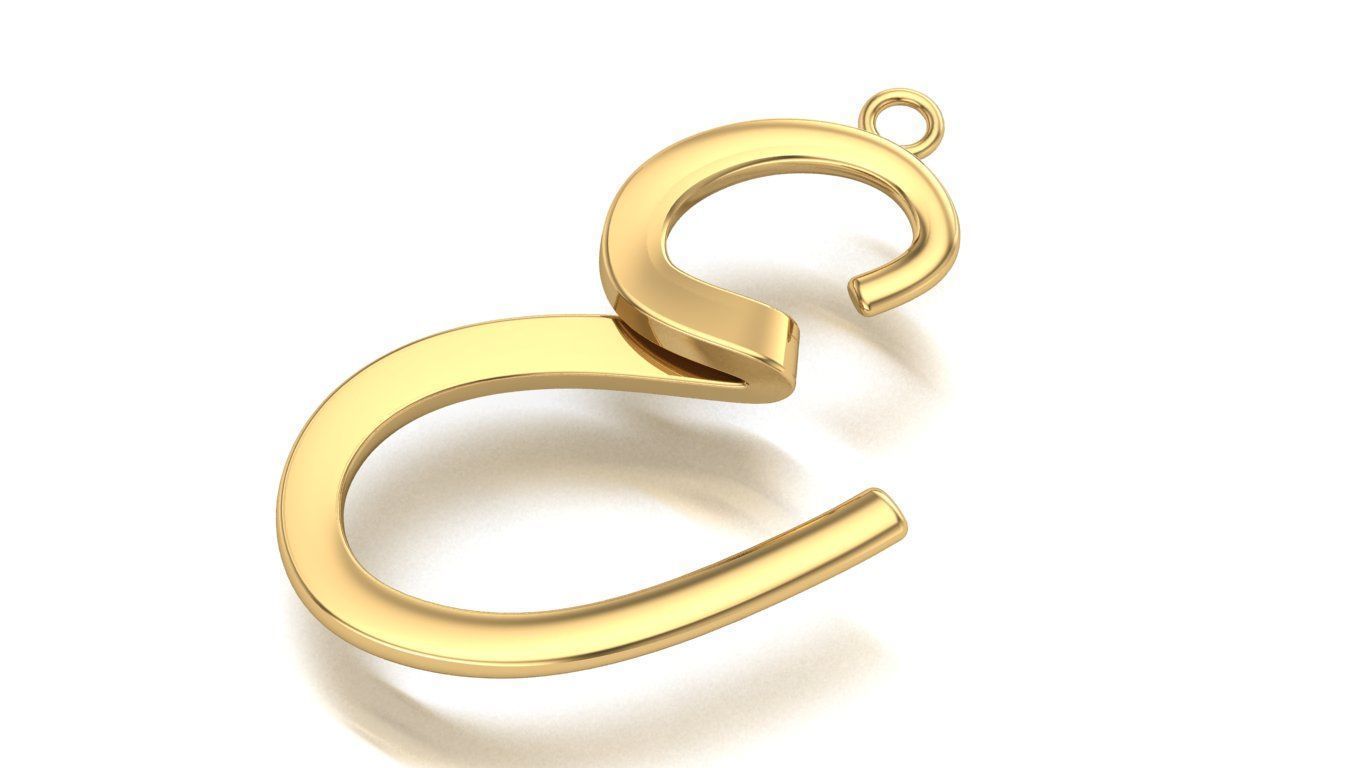 Pendant Design Letter E 3D print model_4