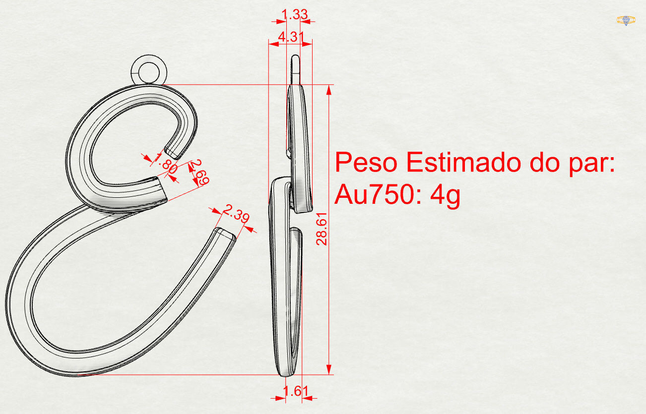 Pendant Design Letter E 3D print model_6