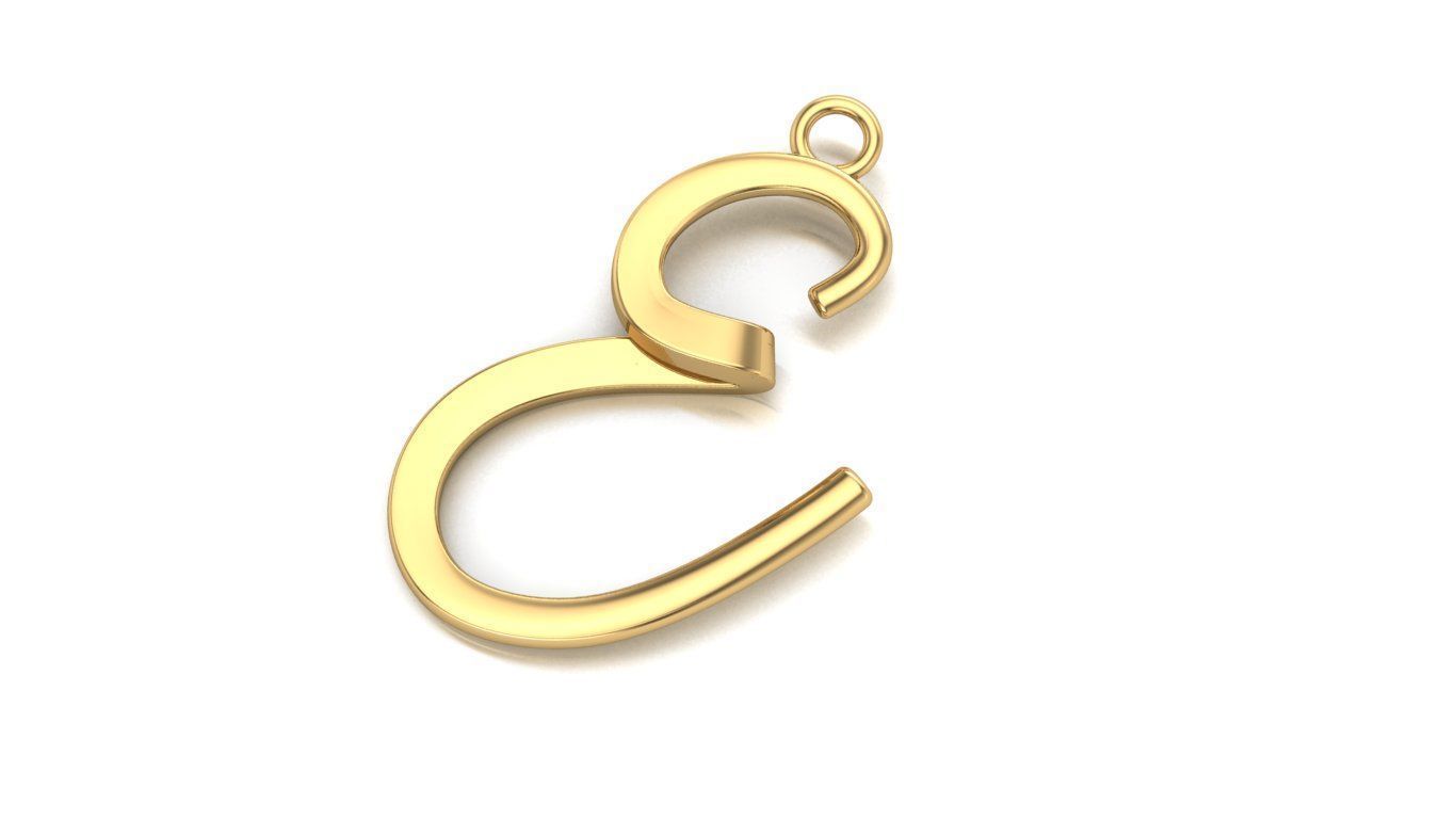 Pendant Design Letter E 3D print model_2