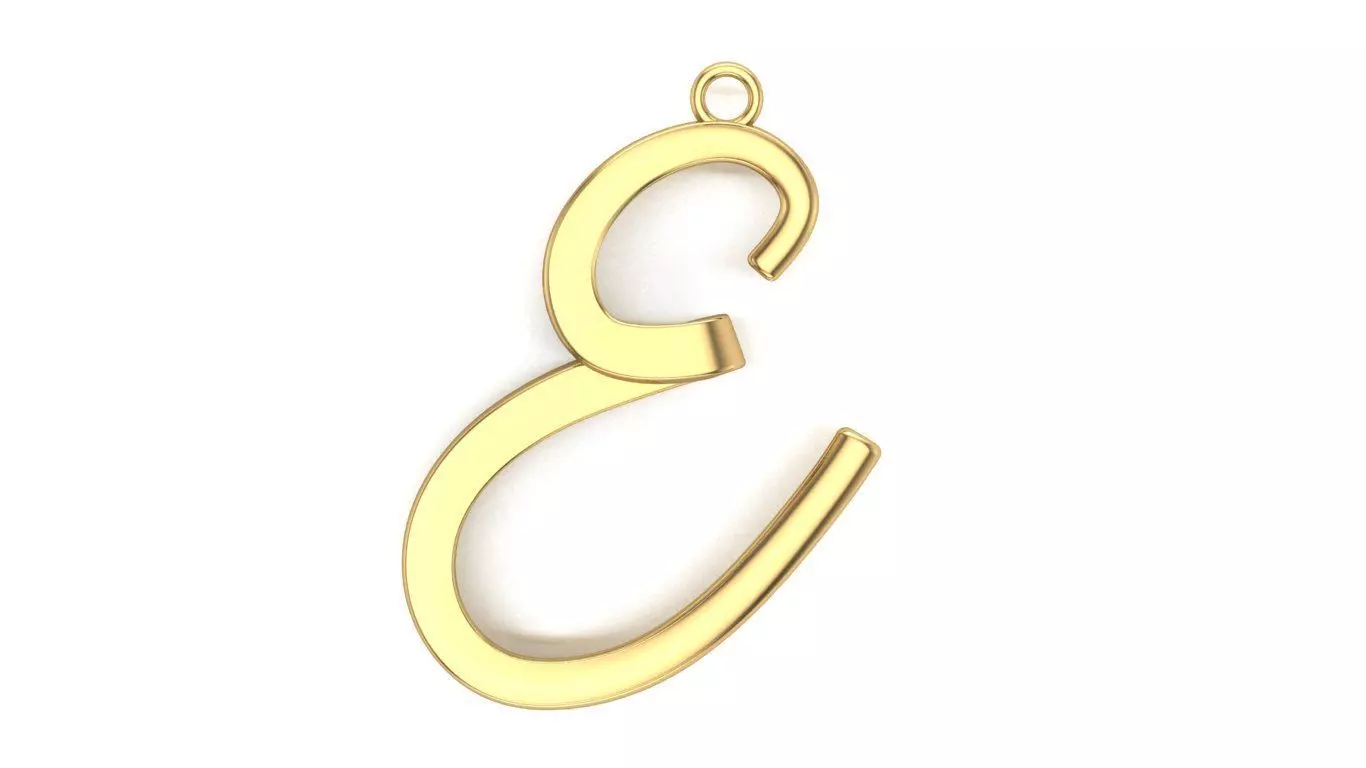 Pendant Design Letter E 3D print model_0