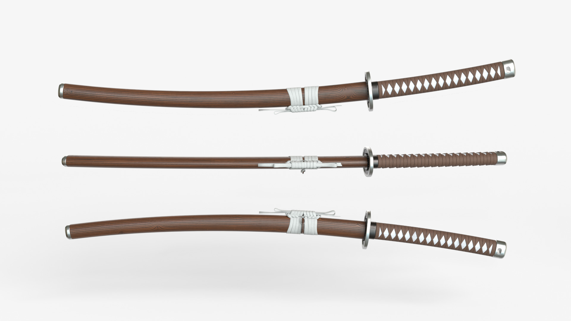 Brown Katana a Saya a Sageo and Stand 3D model_2
