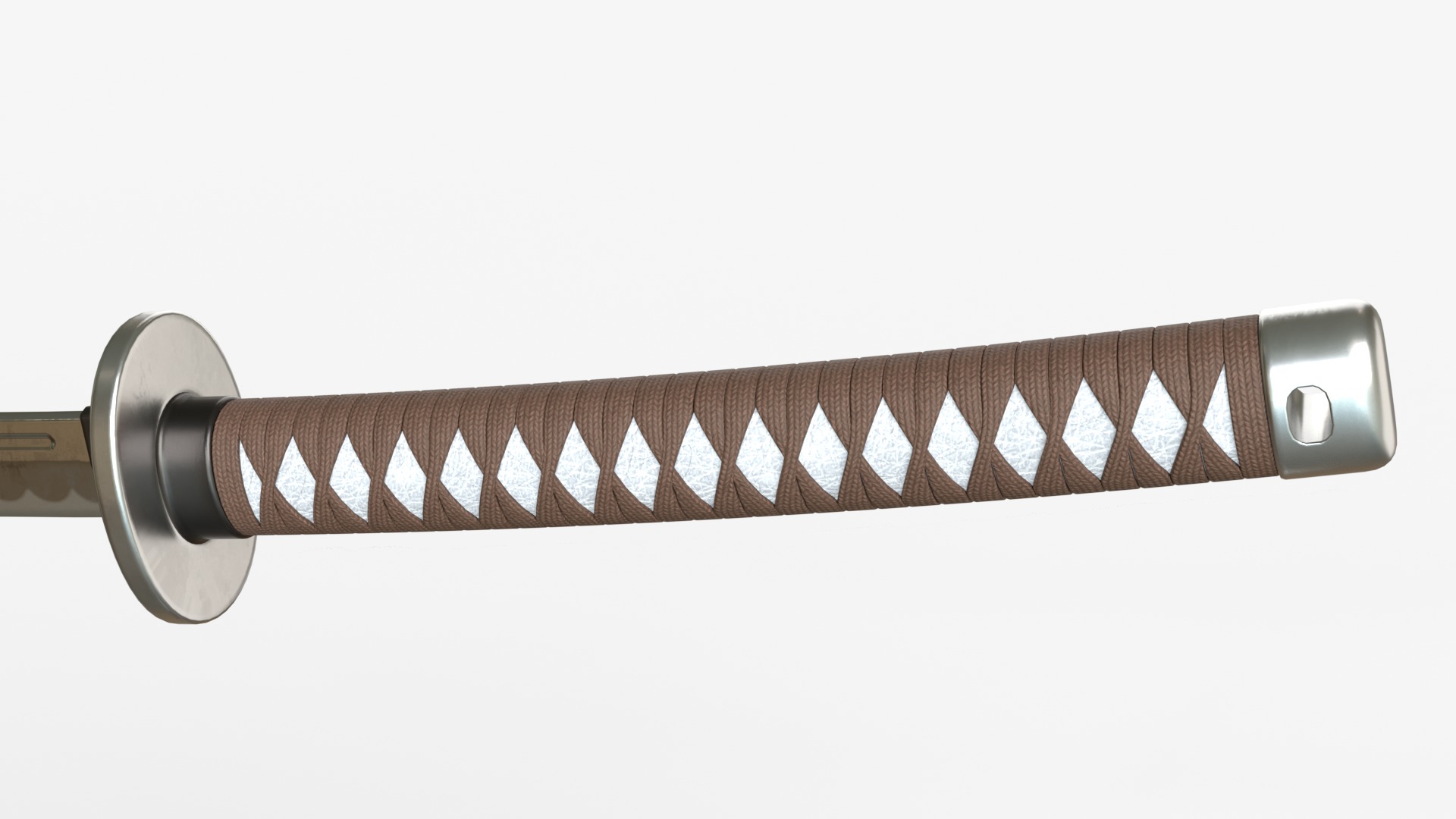 Brown Katana a Saya a Sageo and Stand 3D model_6