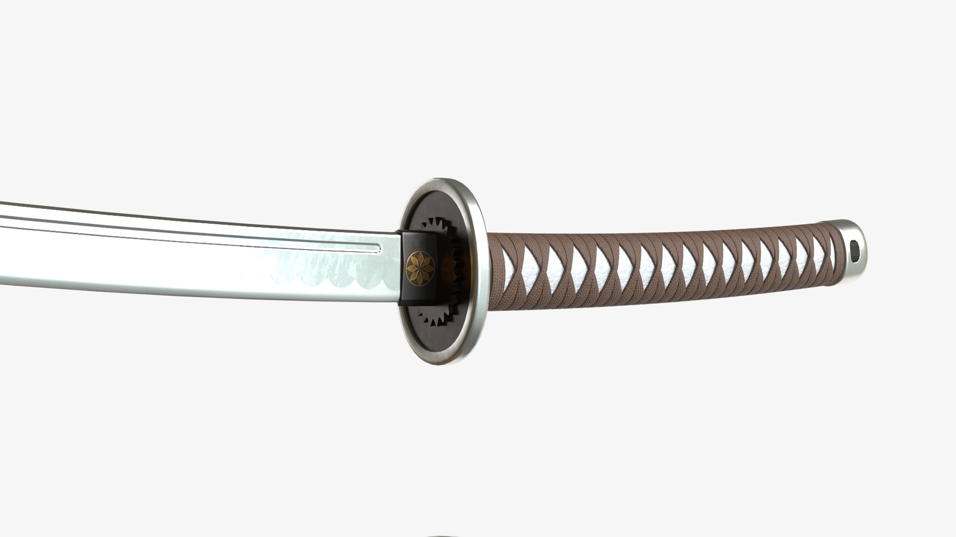 Brown Katana a Saya a Sageo and Stand 3D model_5