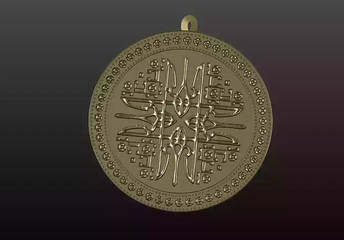 3D Model Ukrainian Medallion with Trident for CNC and 3D Printer