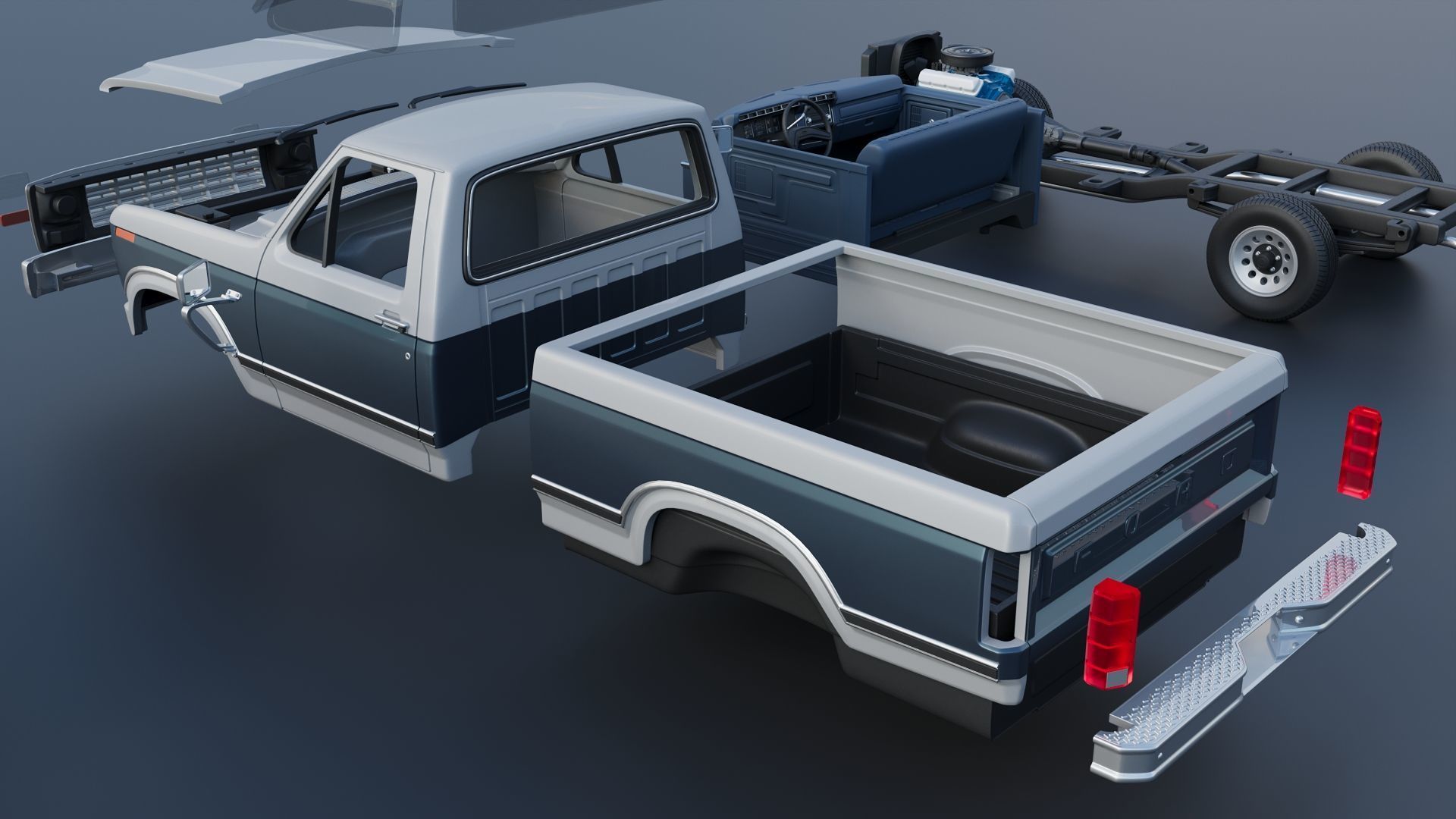 Pickup Truck F-150 1980 3D print model_20