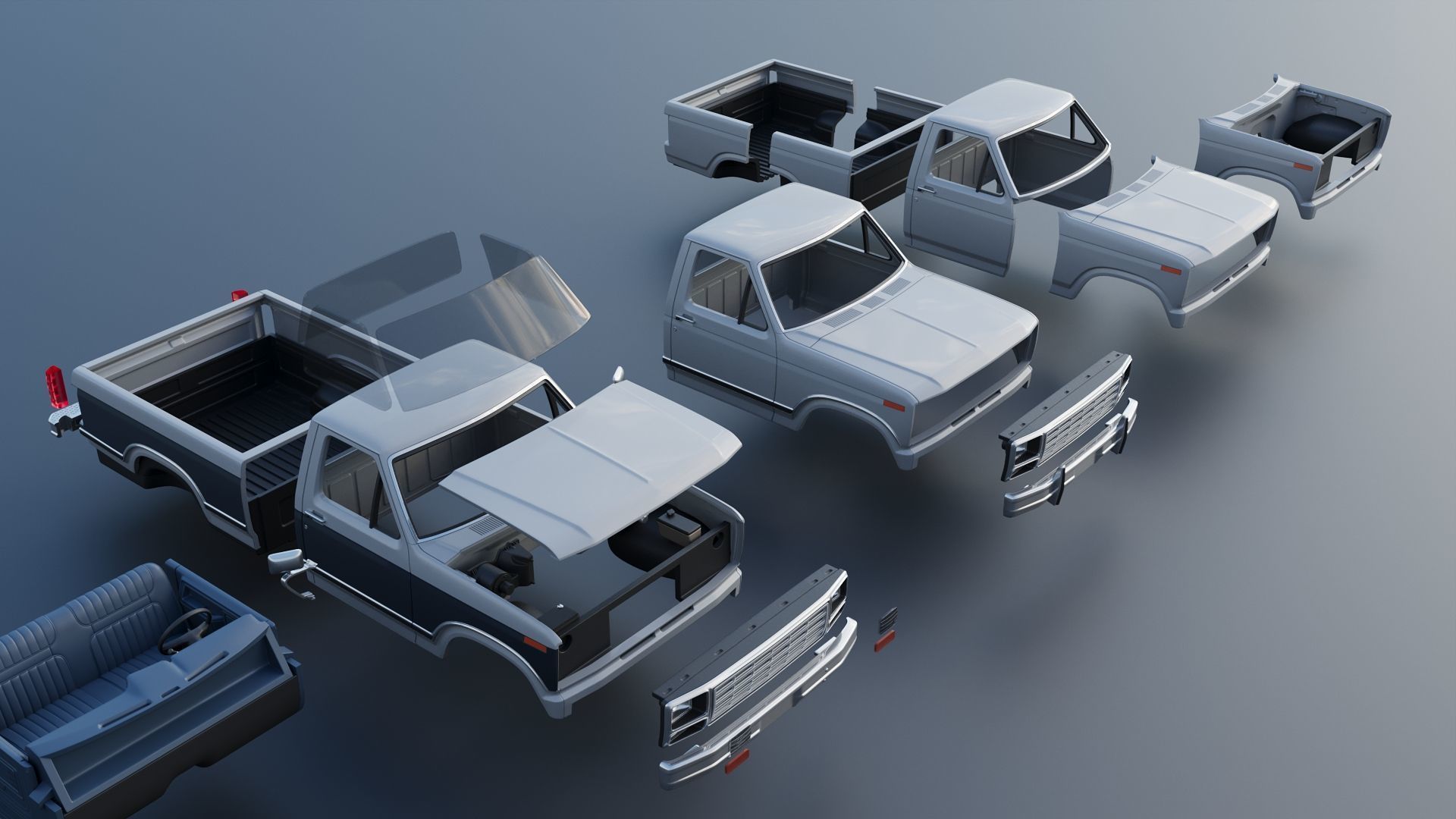 Pickup Truck F-150 1980 3D print model_22