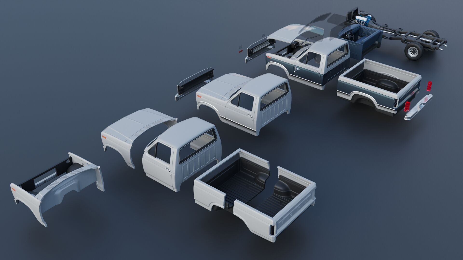 Pickup Truck F-150 1980 3D print model_19