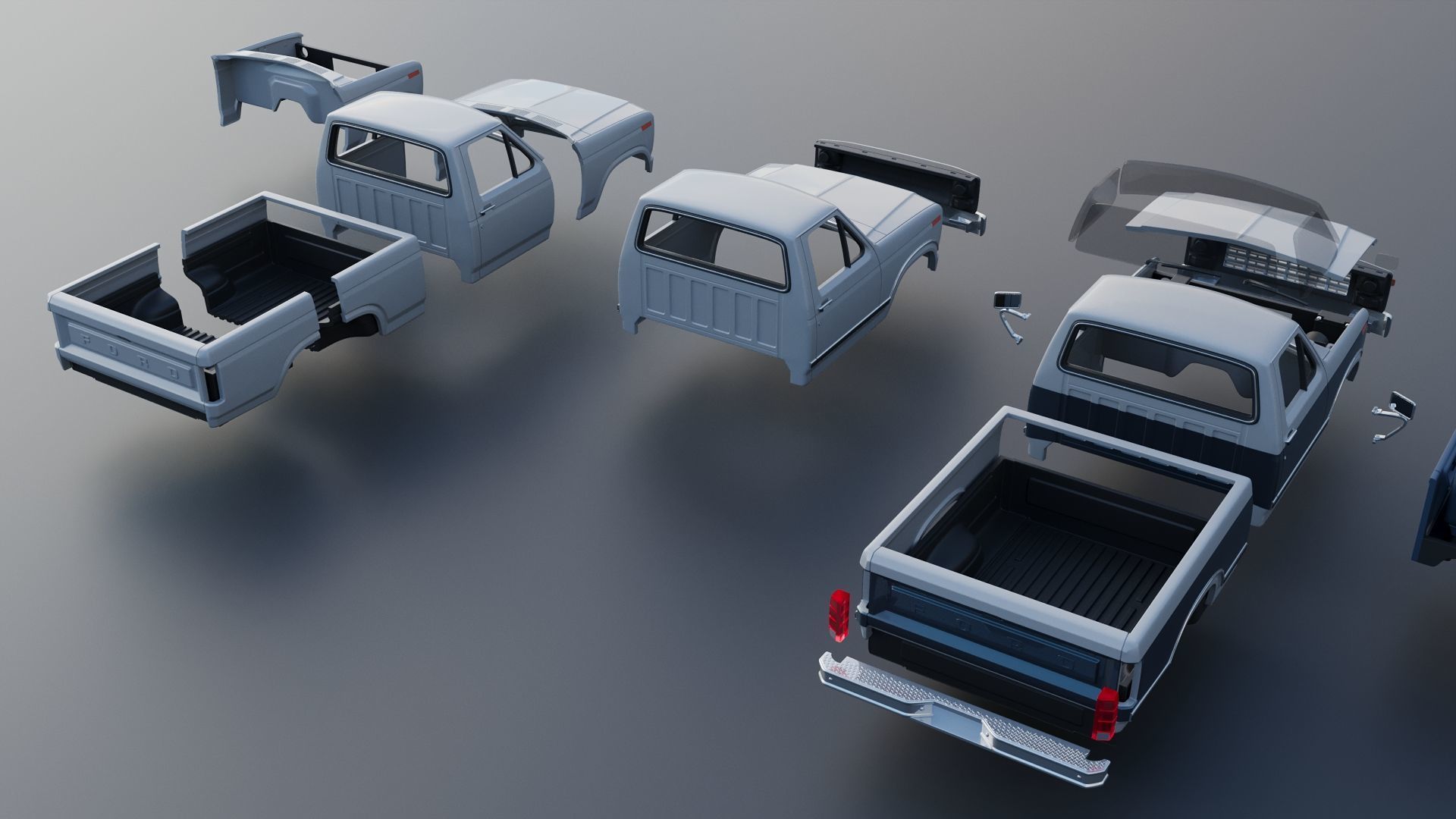 Pickup Truck F-150 1980 3D print model_21