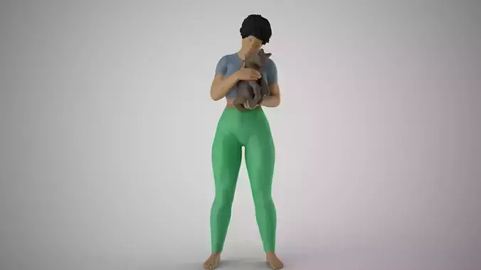 Woman Hugging her Cat 3D print model