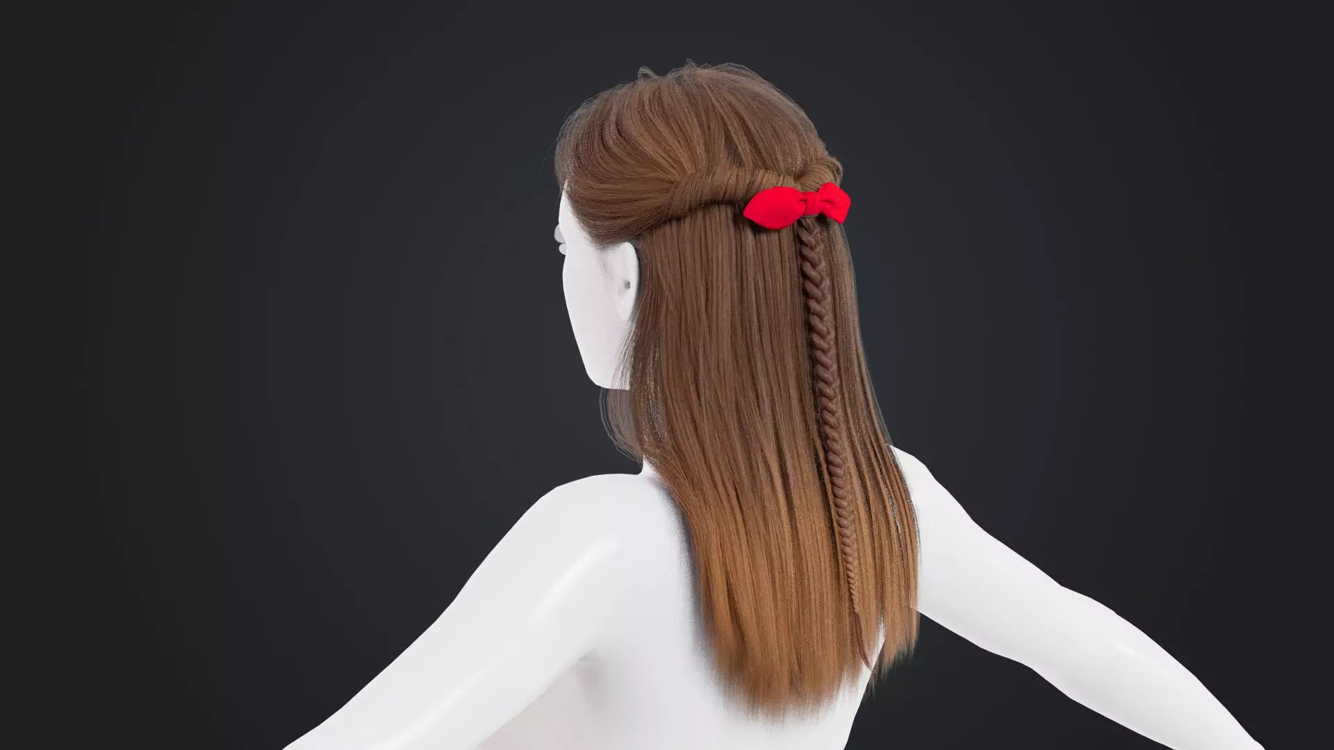 Realistic Female Hair Low-poly 3D model_0