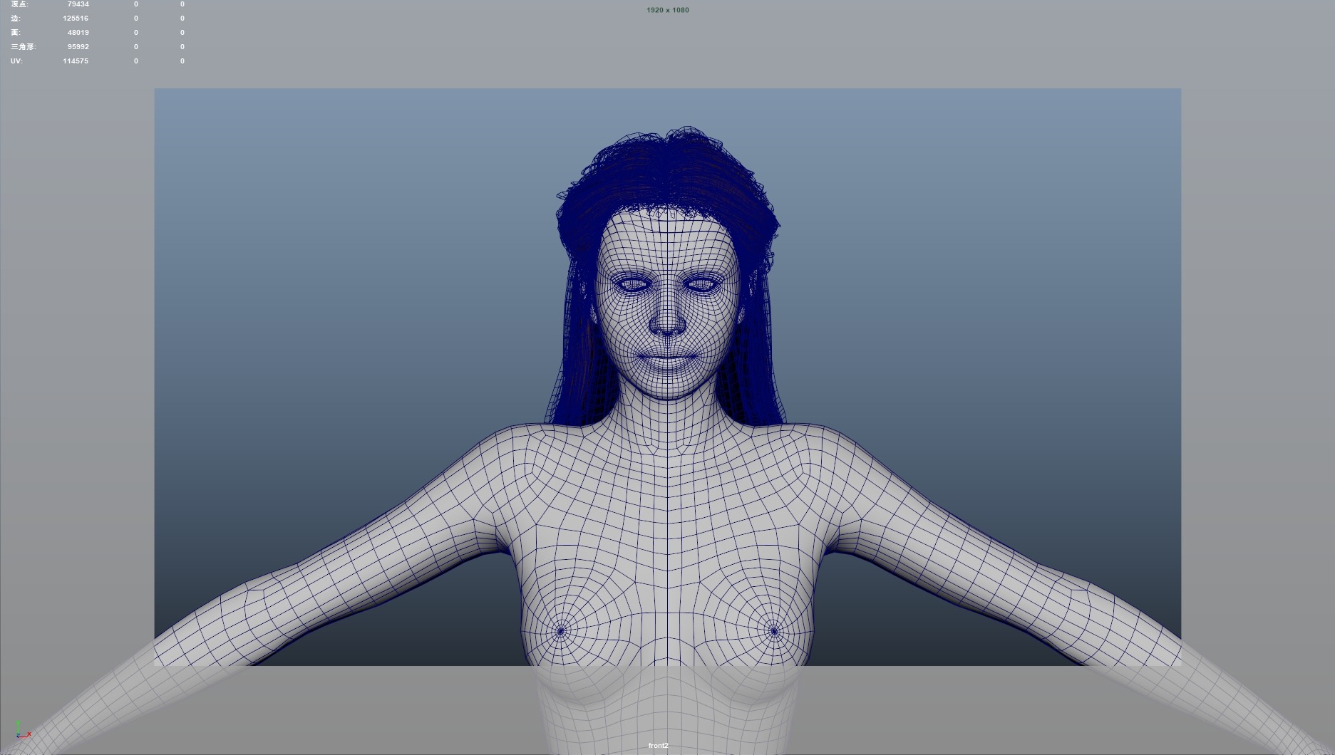 Realistic Female Hair Low-poly 3D model_8