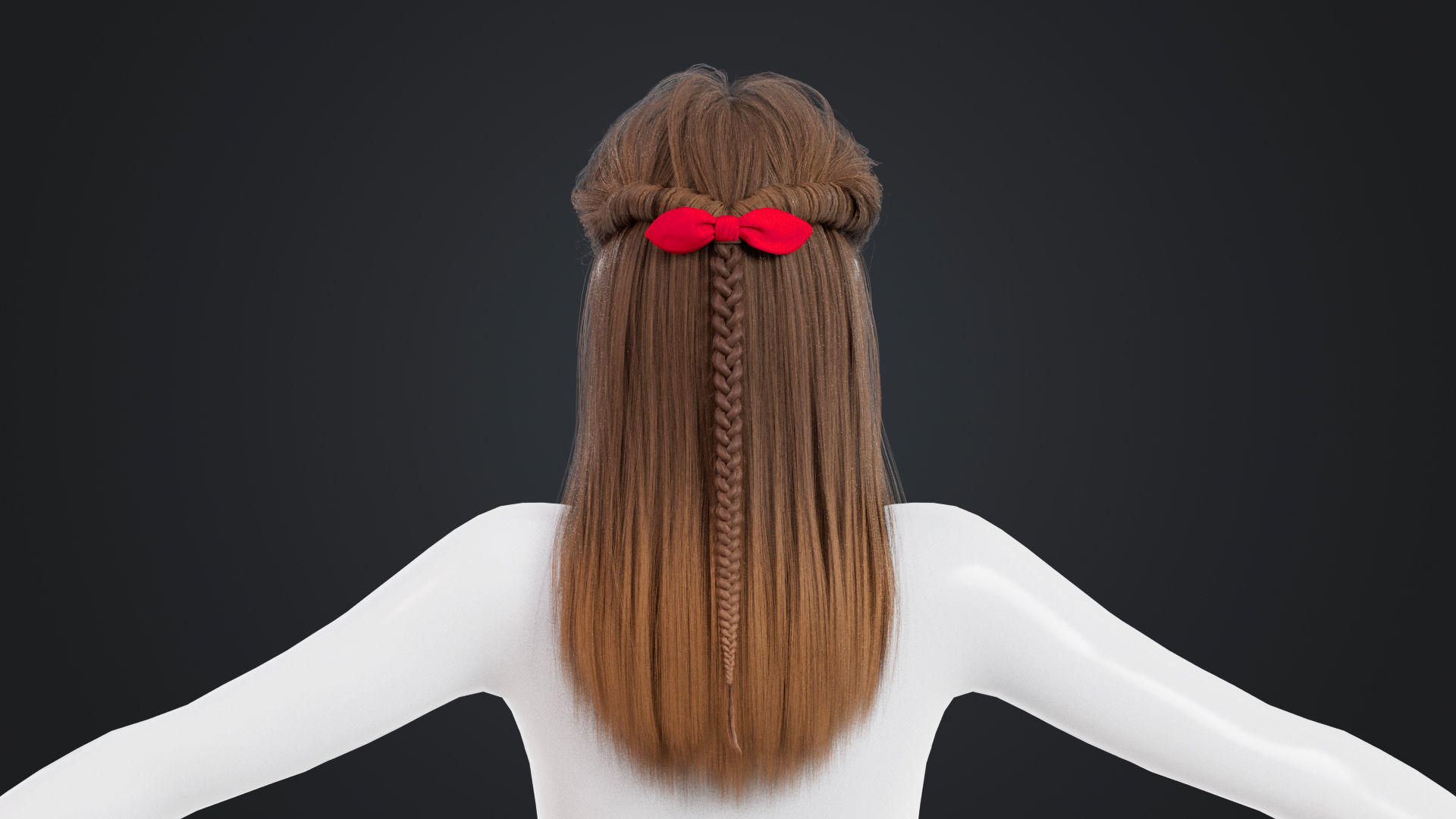 Realistic Female Hair Low-poly 3D model_3