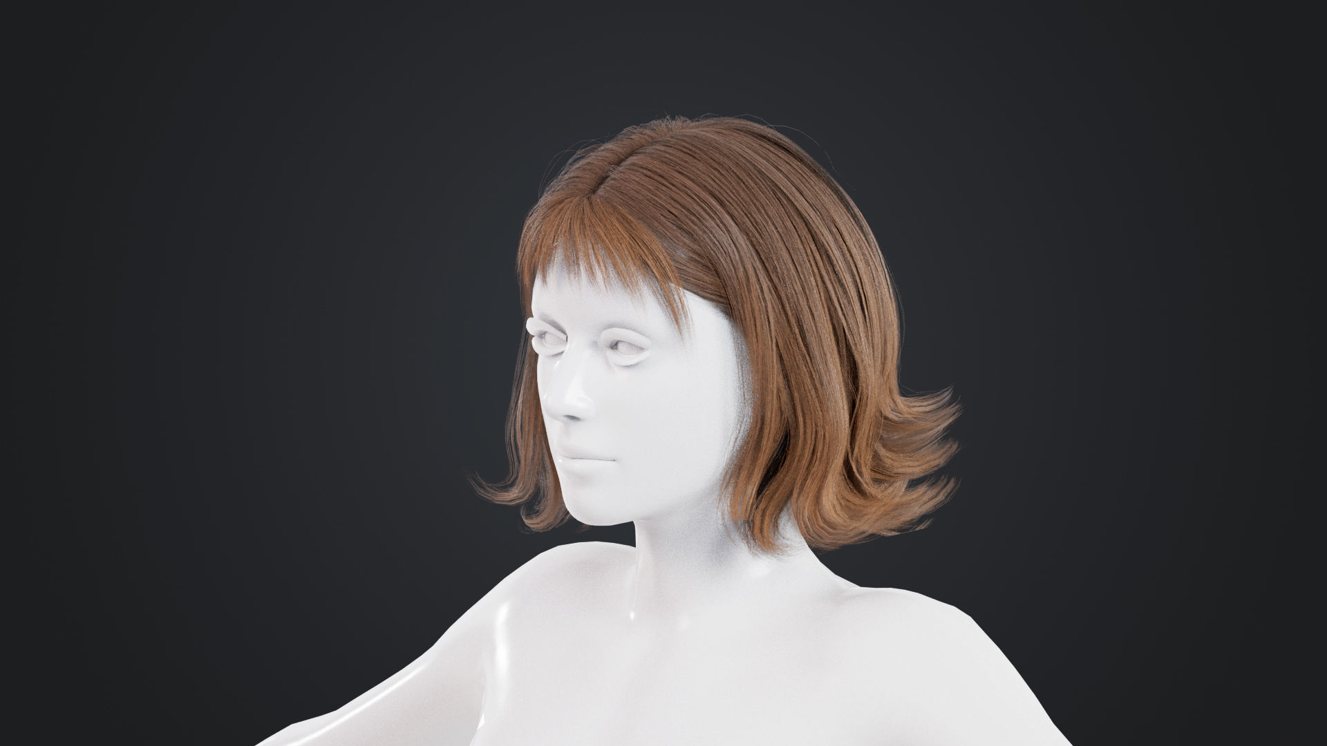 Realistic Female Hair Low-poly 3D model_2