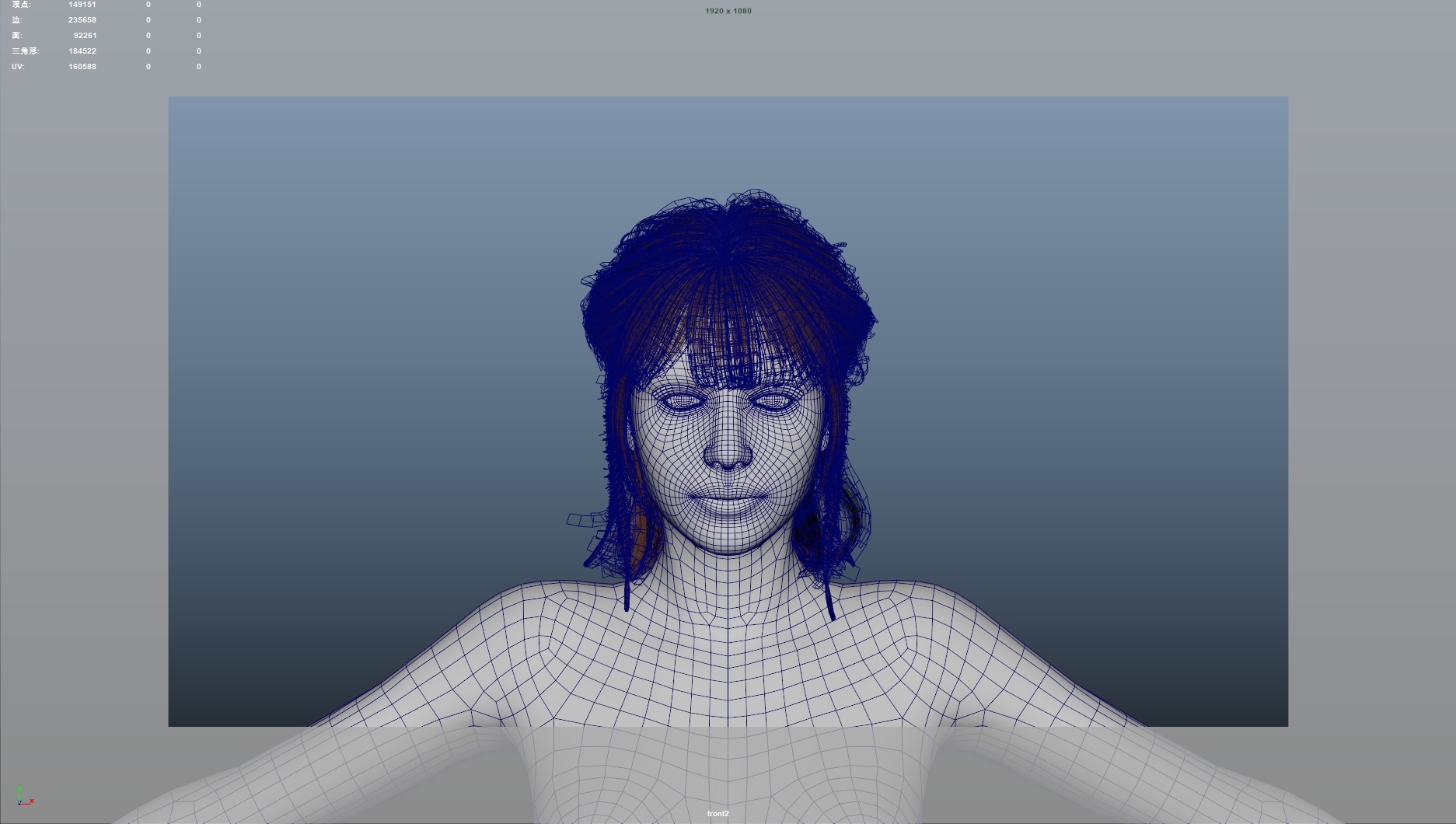 Realistic Female Hair Low-poly 3D model_8