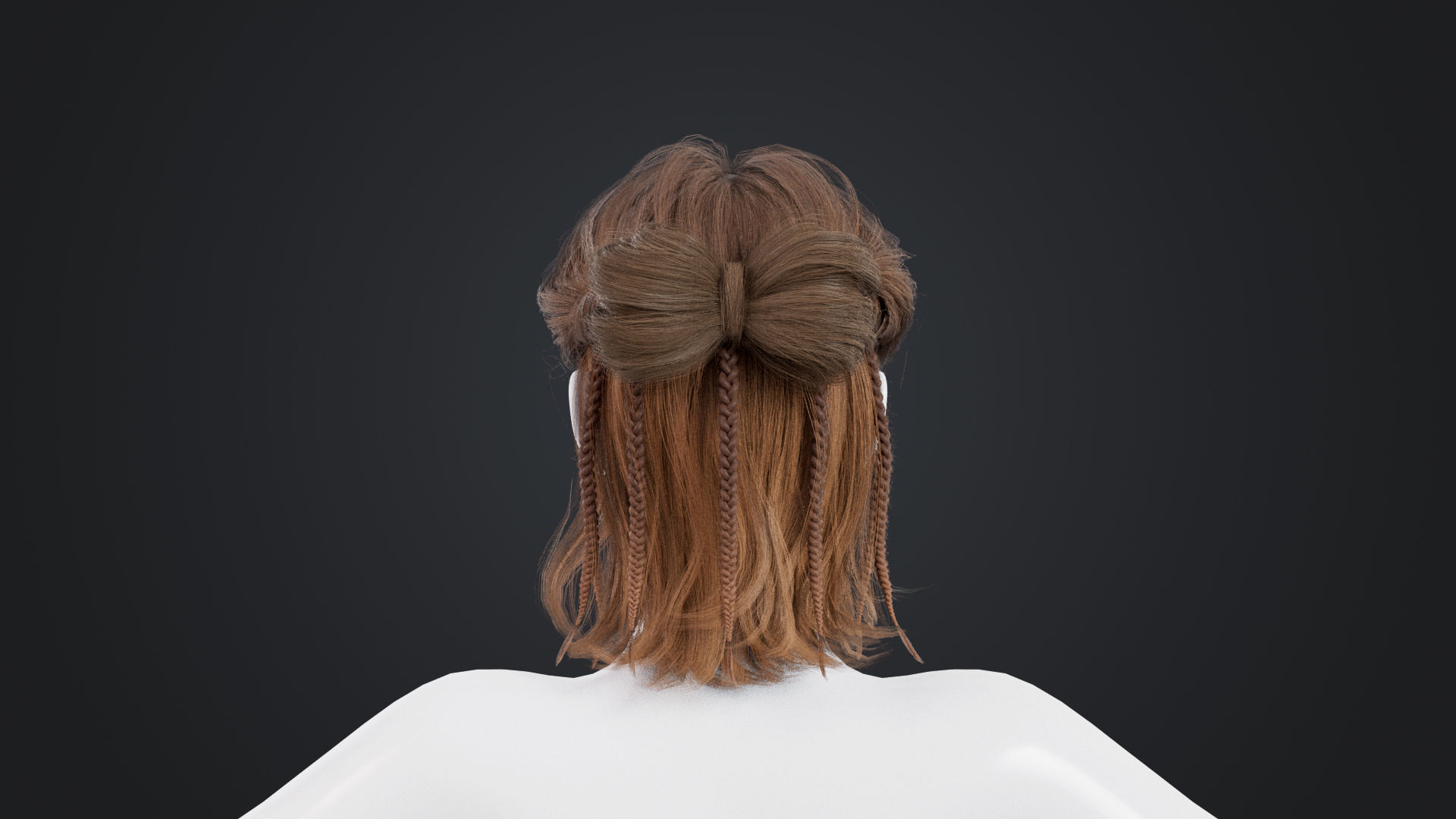 Realistic Female Hair Low-poly 3D model_3