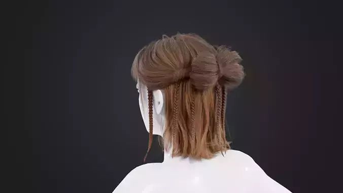 Realistic Female Hair Low-poly 3D model Realistic Female Hair Low-poly 3D model