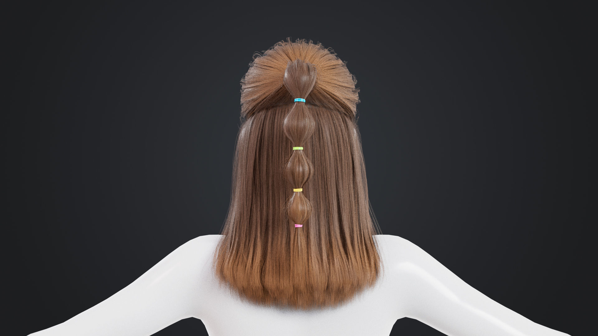 Realistic Female Hair Low-poly 3D model_3