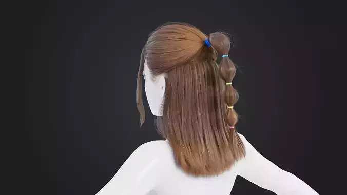 Realistic Female Hair Low-poly 3D model