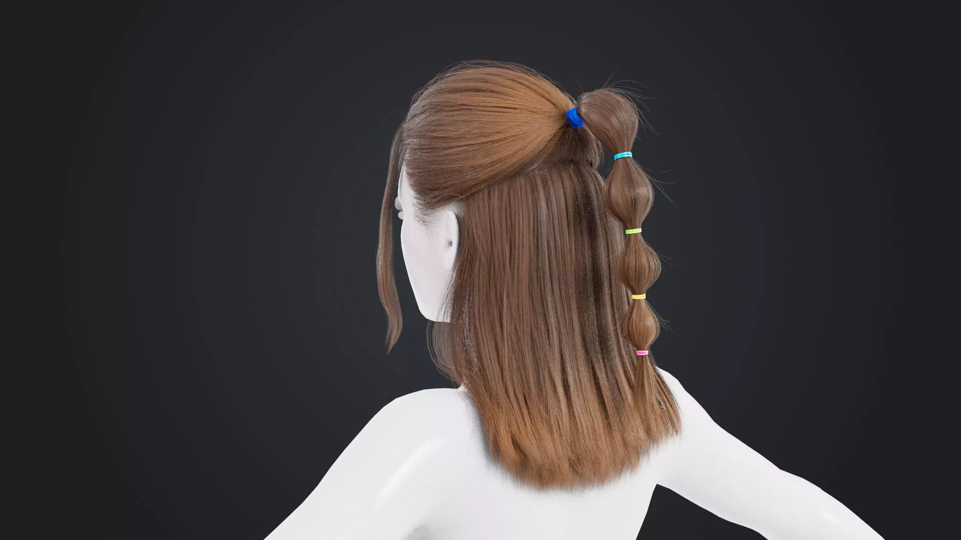 Realistic Female Hair Low-poly 3D model_0