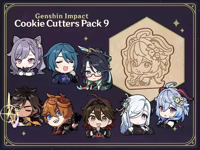 Genshin Impact Cookie Cutters Pack 9 3D print model